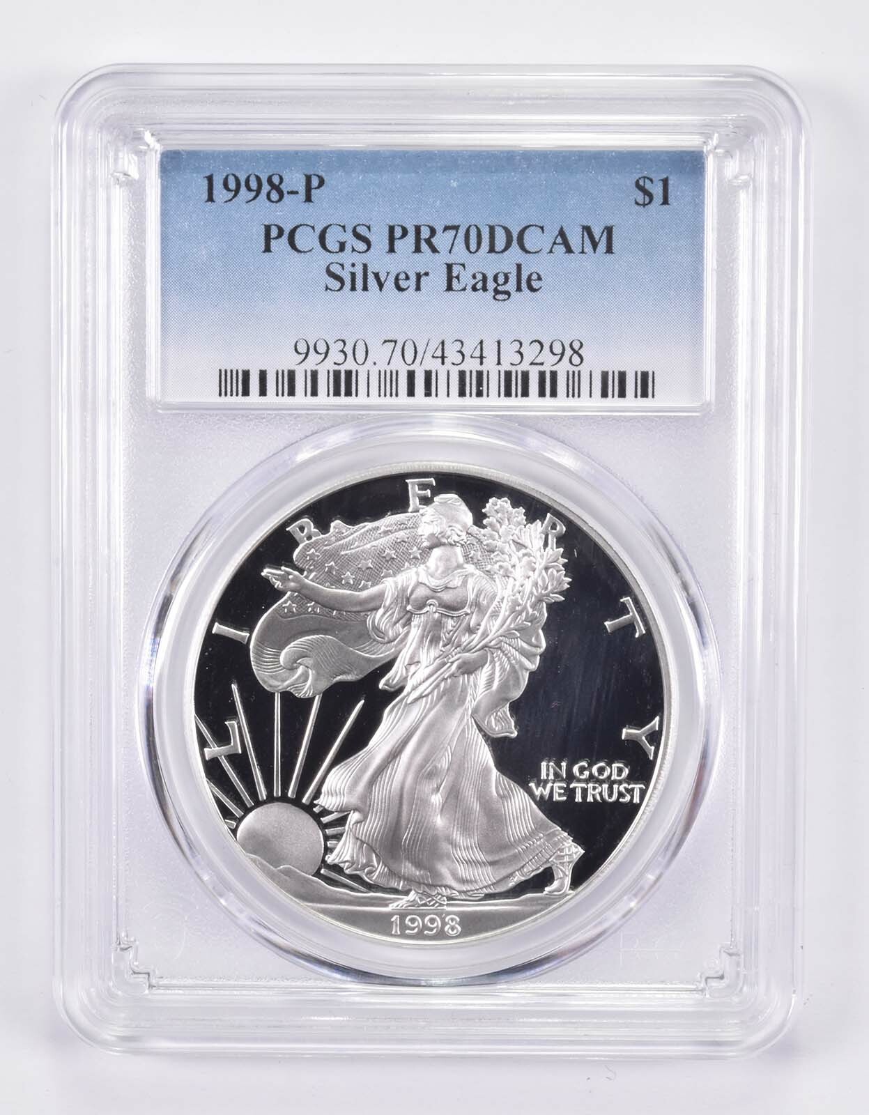 1998-P American Silver Eagle PR70 DCAM PCGS Blue Label 1998-P American Silver Eagle PR70 DCAM PCGS Blue Label