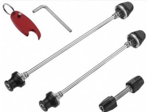 NEW Altair Anti Theft Bicycle QR Skewer Set Wheels & Seatpost +bottle opener key