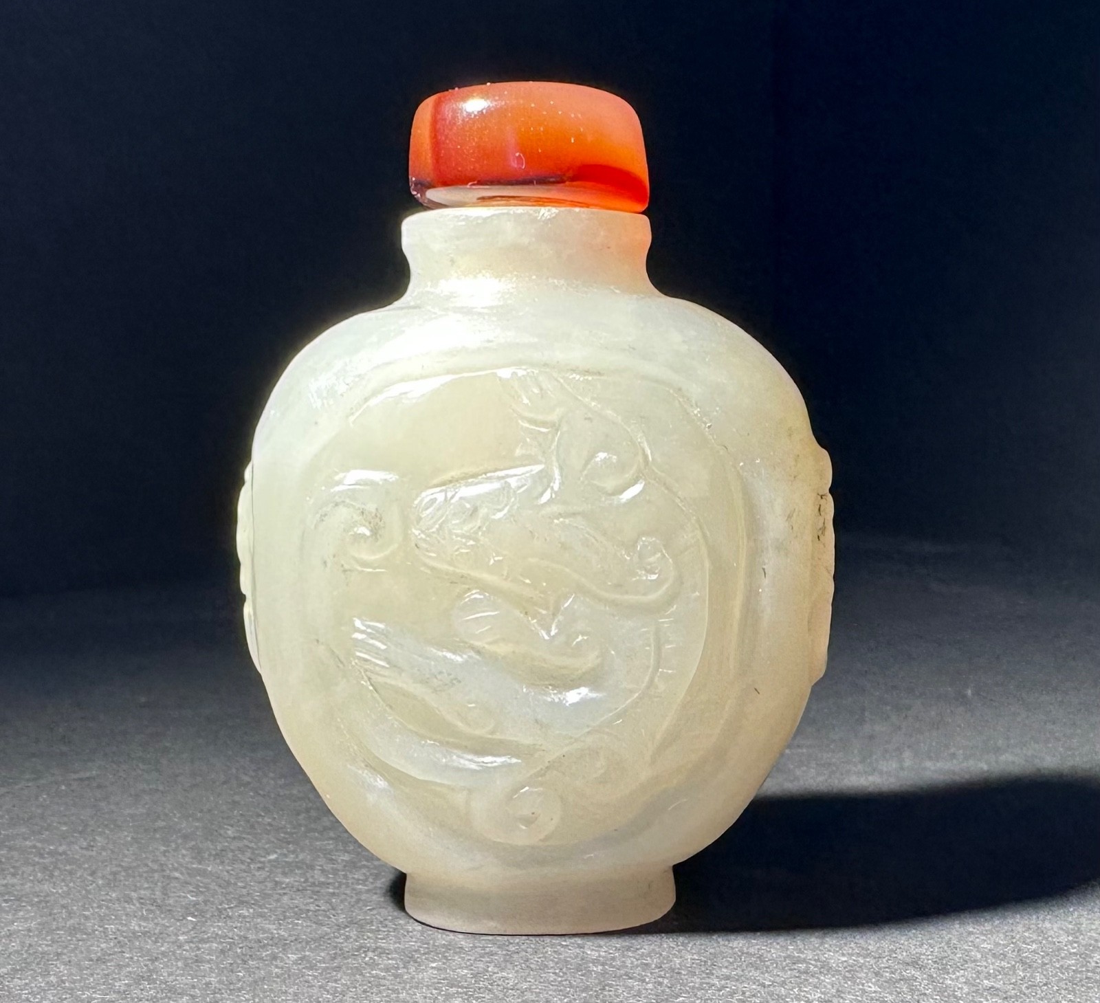 Antique Jade Snuff Bottle Carved Nephrite \