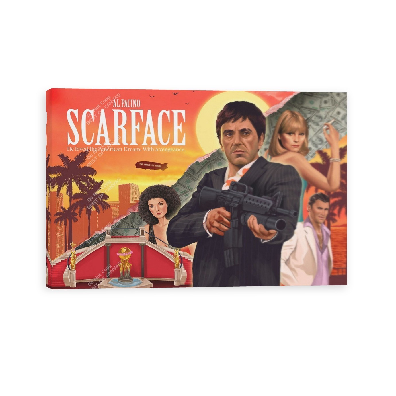 Classic Gangster Movie Tony Montana Canvas Print Colorful Movie Collage Wall Art