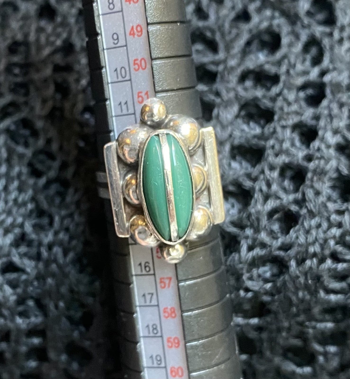 vintage Mexican Silver & Jade ring (TAXCO .925)