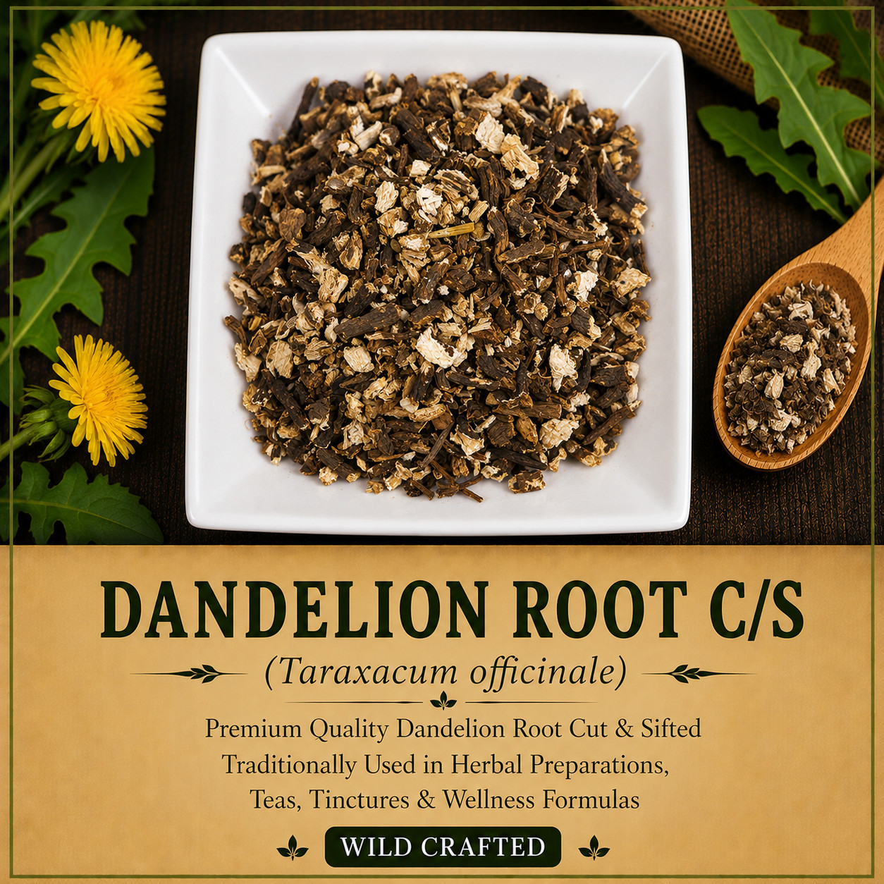 Dandelion Root C/S Wild Crafted Taraxacum officinale Premium Herb | Cut & Sifted