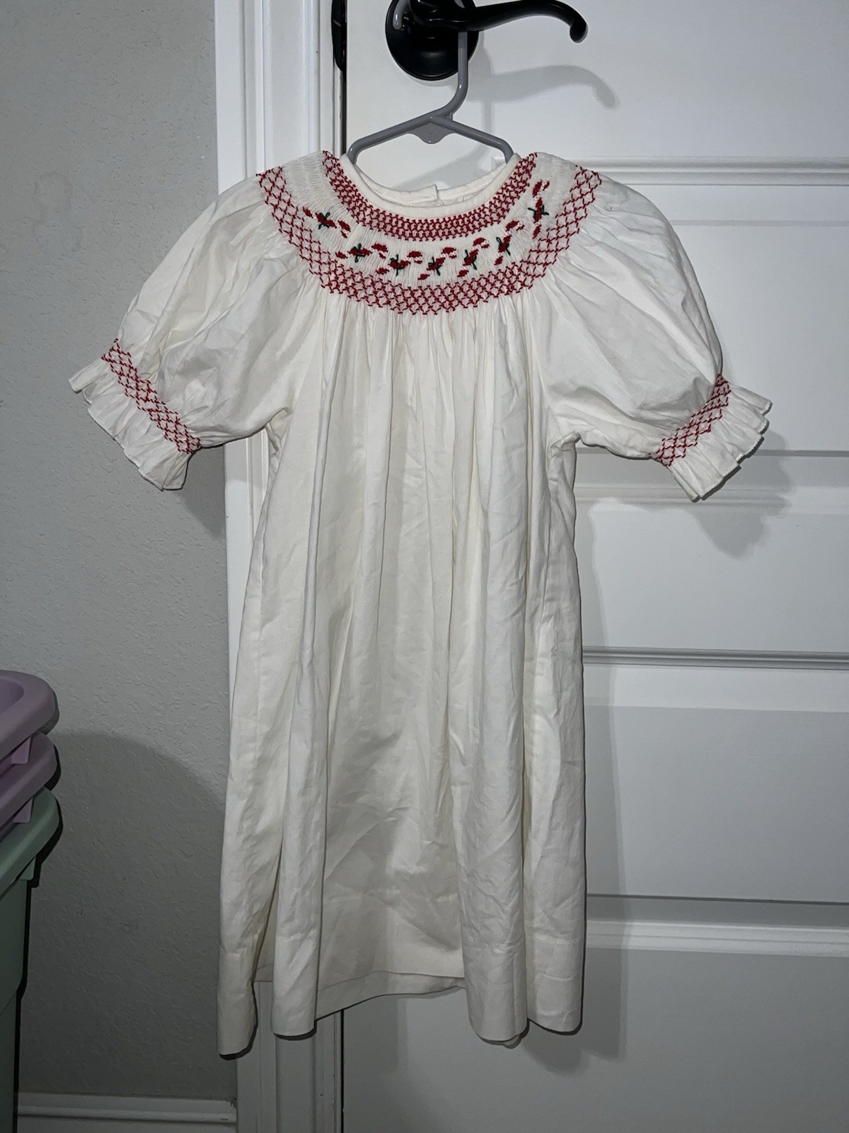 VINTAGE STRASBURG HEIRLOOM HTF CANDY CANE smocked Christmas Dress 18m