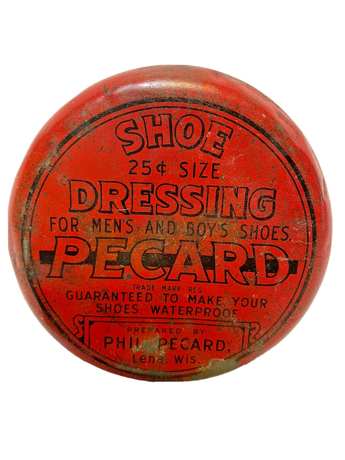 Vintage Pecard Empty Red Can Shoe Dressing for Mens and Boys Shoes  