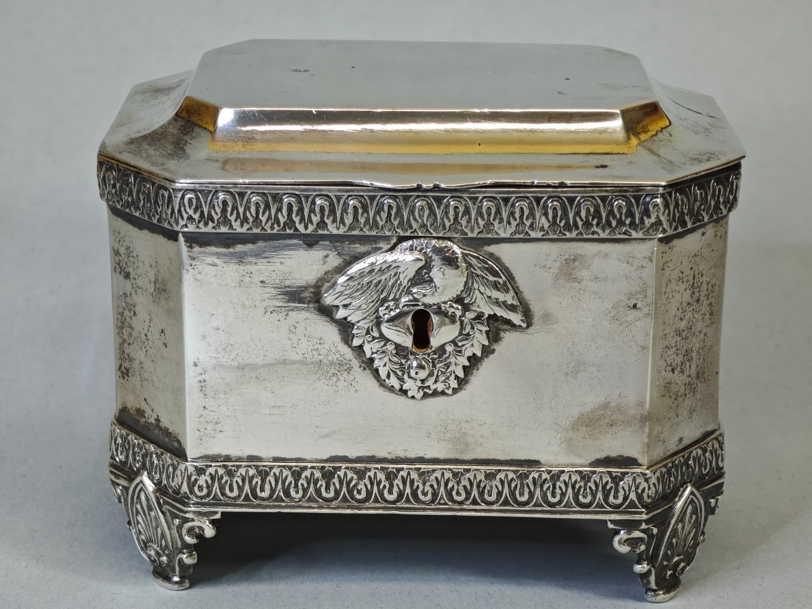 1840-s Solid Silver Sugar Box Karol Filip Malcz Warszawa 535g Cukiernica 12 Łut