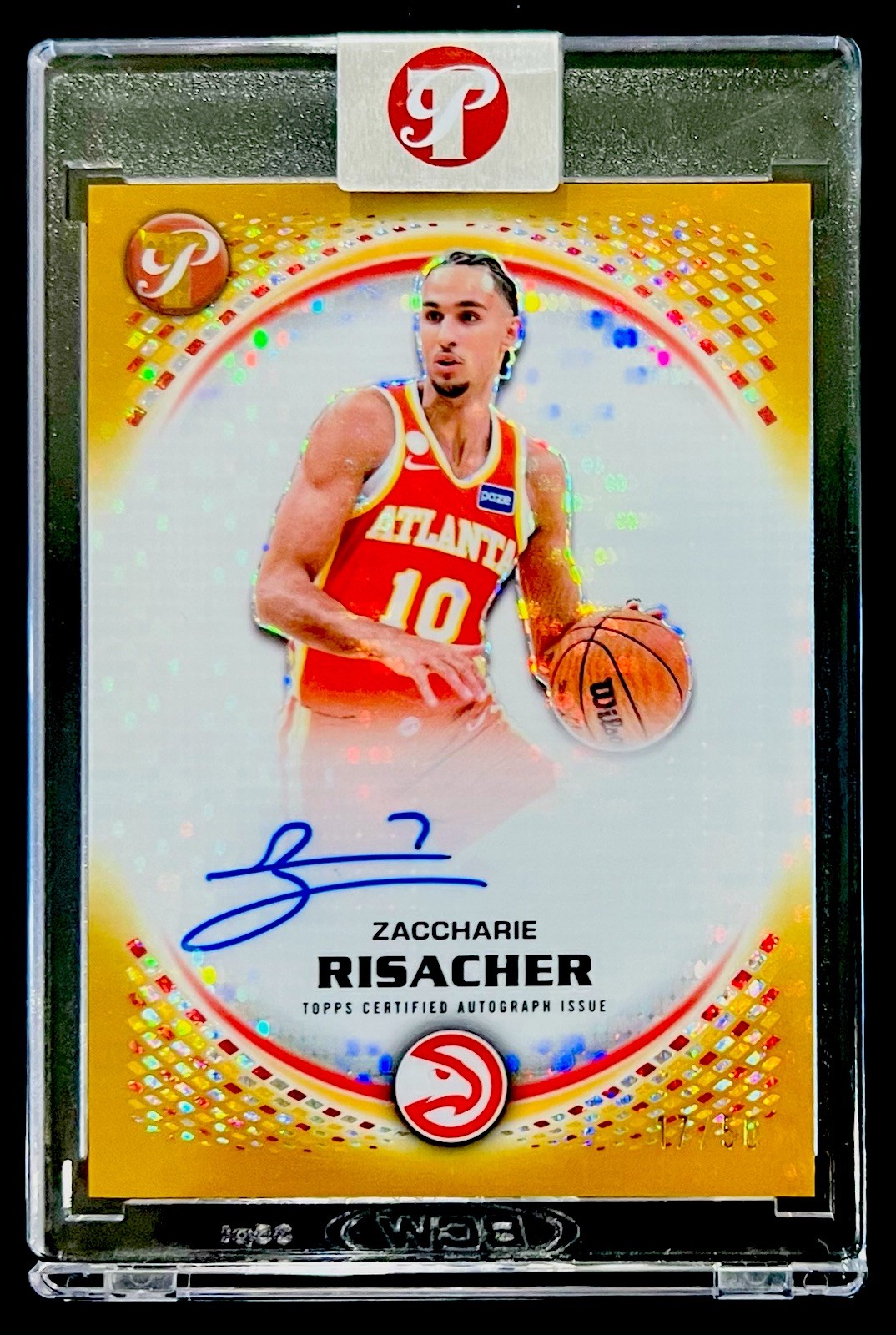 2025-26 Topps Pristine Zaccharie Risacher Gold Refractor Auto Autograph /50 SSP