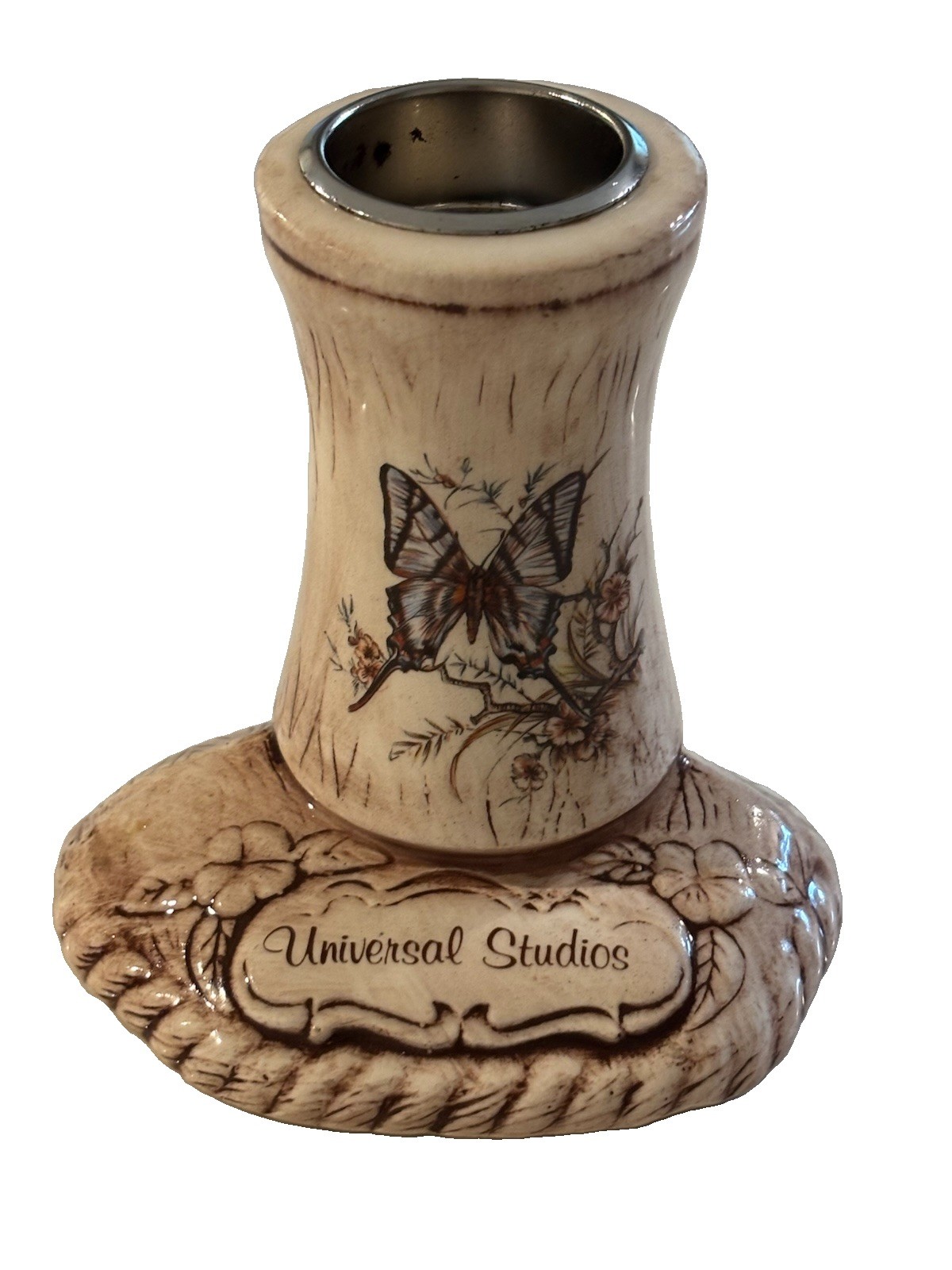 Vintage Treasure Craft Universal Studios Ceramic Candle Holder Butterfly Design