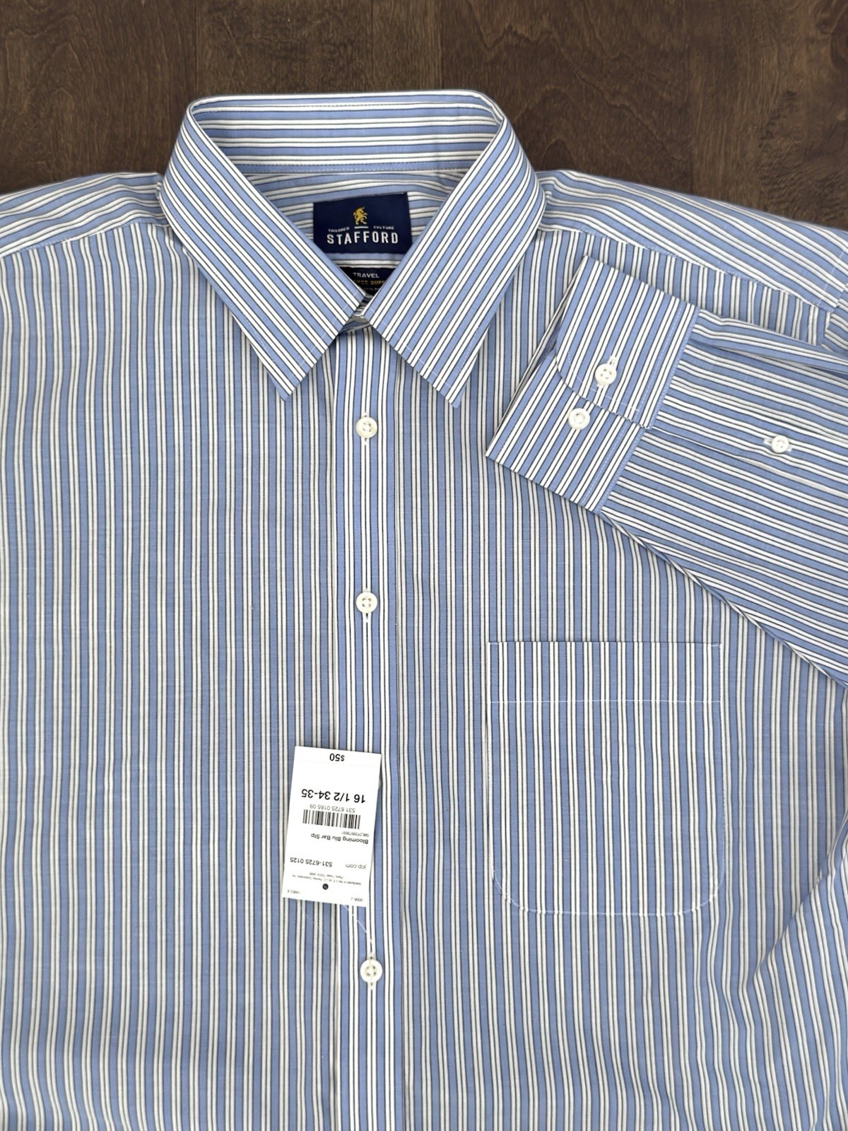 NWT Stafford Travel Mens Regular Fit Button Up Performance Shirt Size 16.5 34-35 NWT Stafford Travel Mens Regular Fit Button Up Performance Shirt Size 16.5 34-35