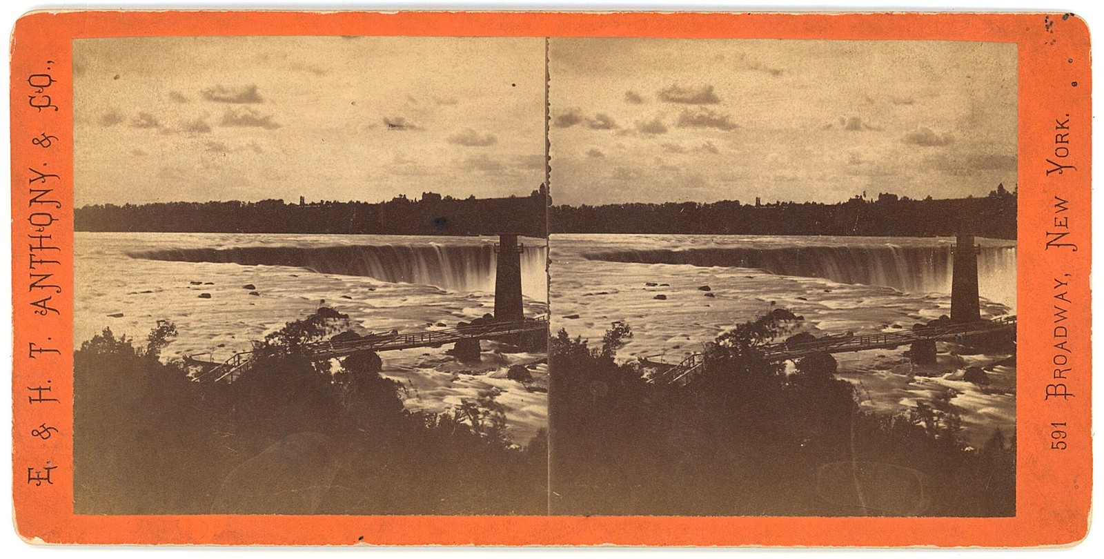 NEW YORK STEREOVIEW - Niagara Falls - Horseshoe Falls - E&HT Anthony 1870s