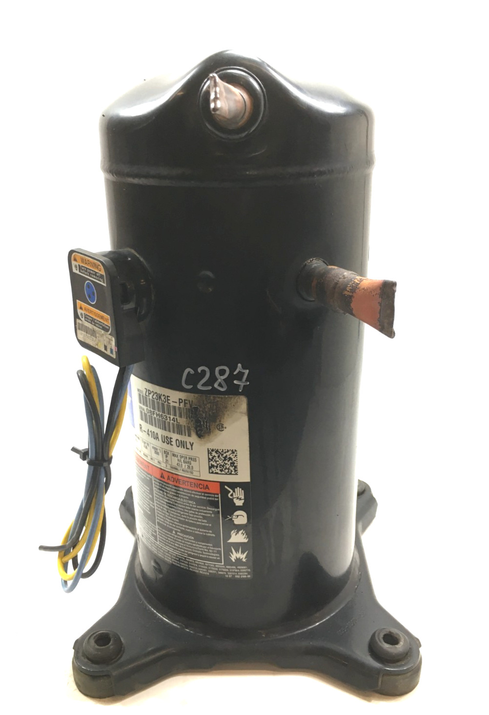 Copeland ZP23K3E-PFV-130 Scroll Compressor R410A 208/230V 1 PH 60Hz used #C287