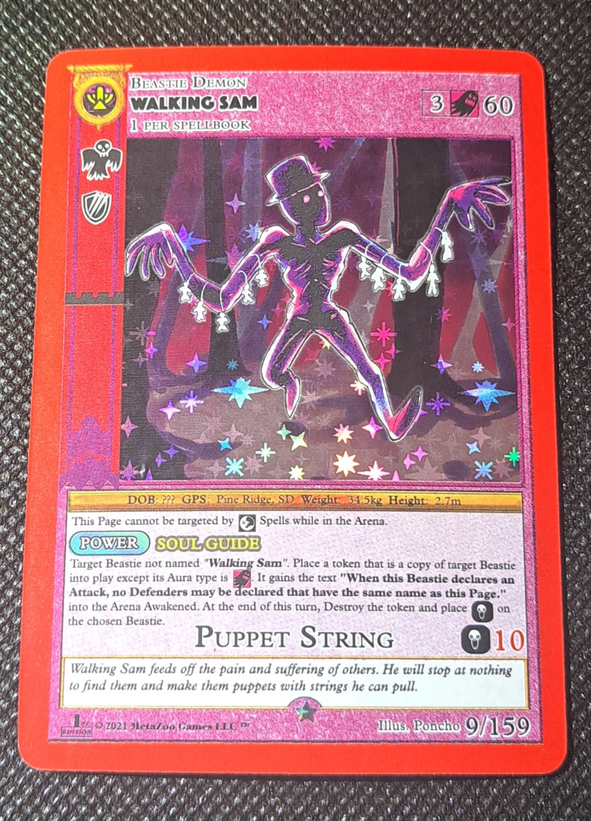 MetaZoo Walking Sam Cryptid Nation 1st Edition Holo 9/159 2021 NM