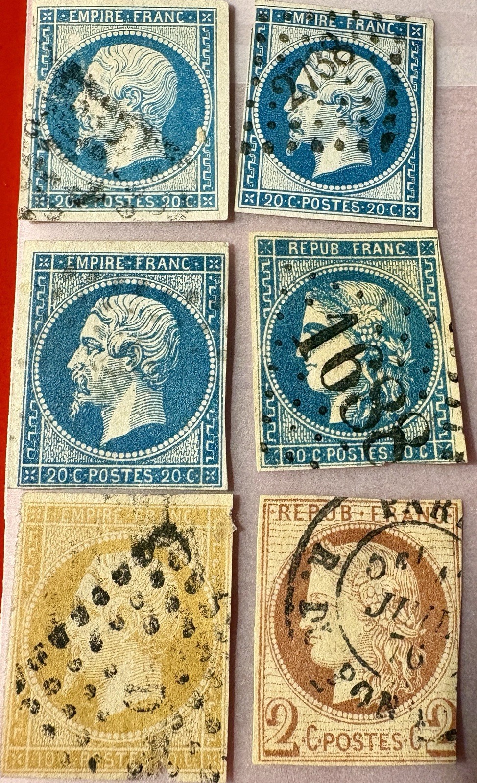 French classic period imperforate stamps (1853-1876)