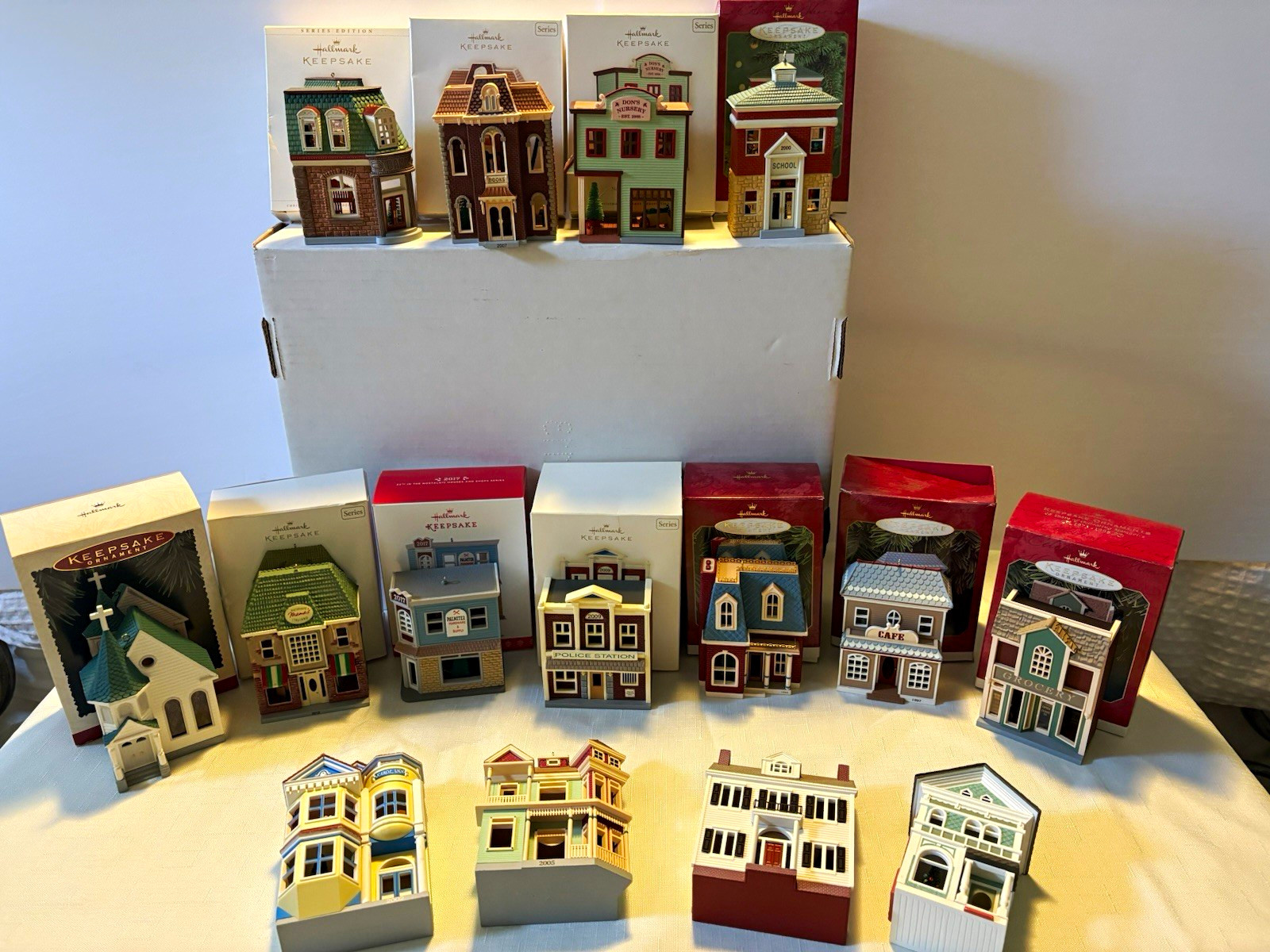 Lot of 15 Vintage Hallmark Keepsake Christmas Village Ornaments, Boxed. Lot of 15 Vintage Hallmark Keepsake Christmas Village Ornaments, Boxed.