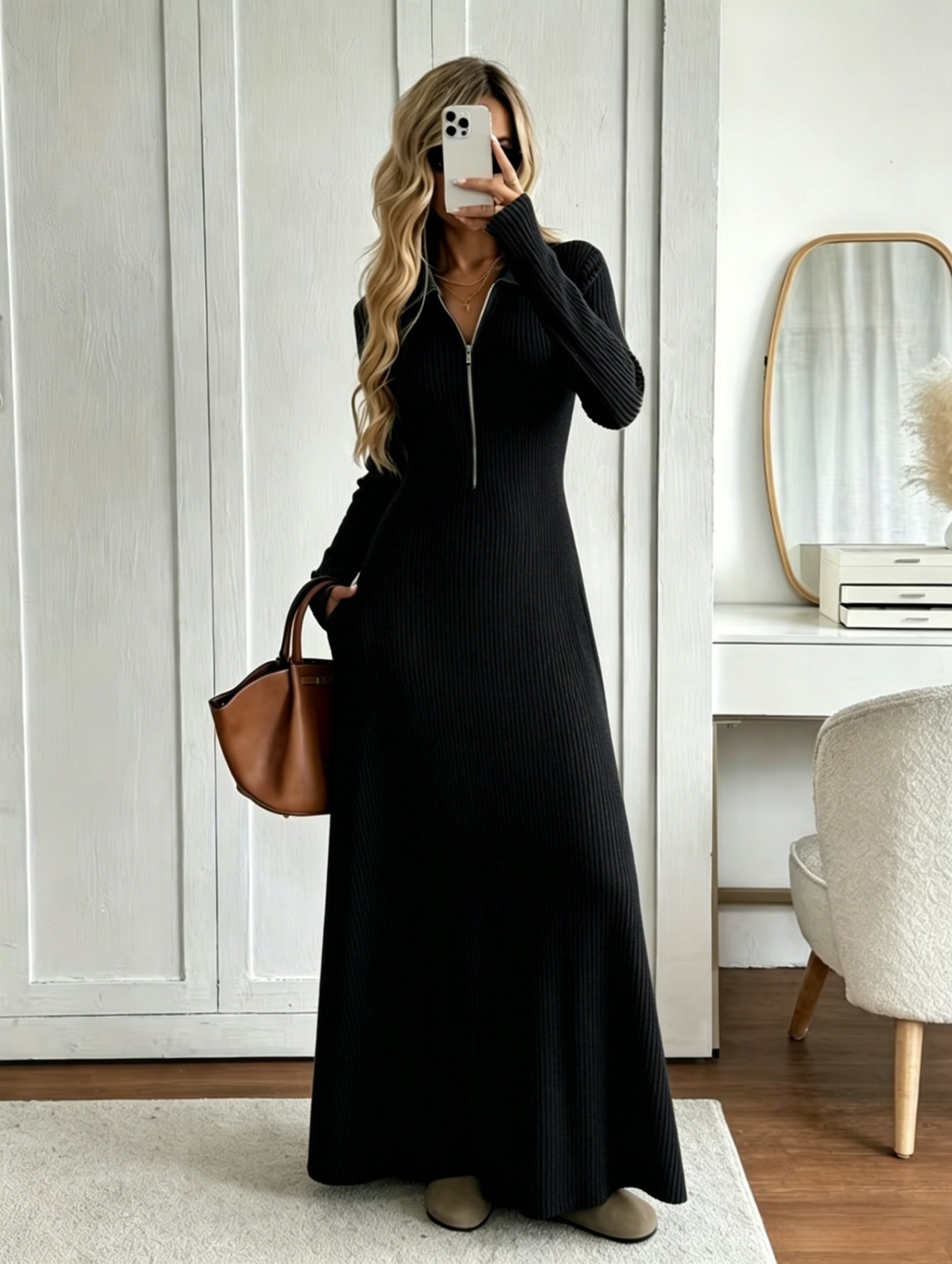 Women's Waist-cinching Long-sleeve Dress Women's Waist-cinching Long-sleeve Dress