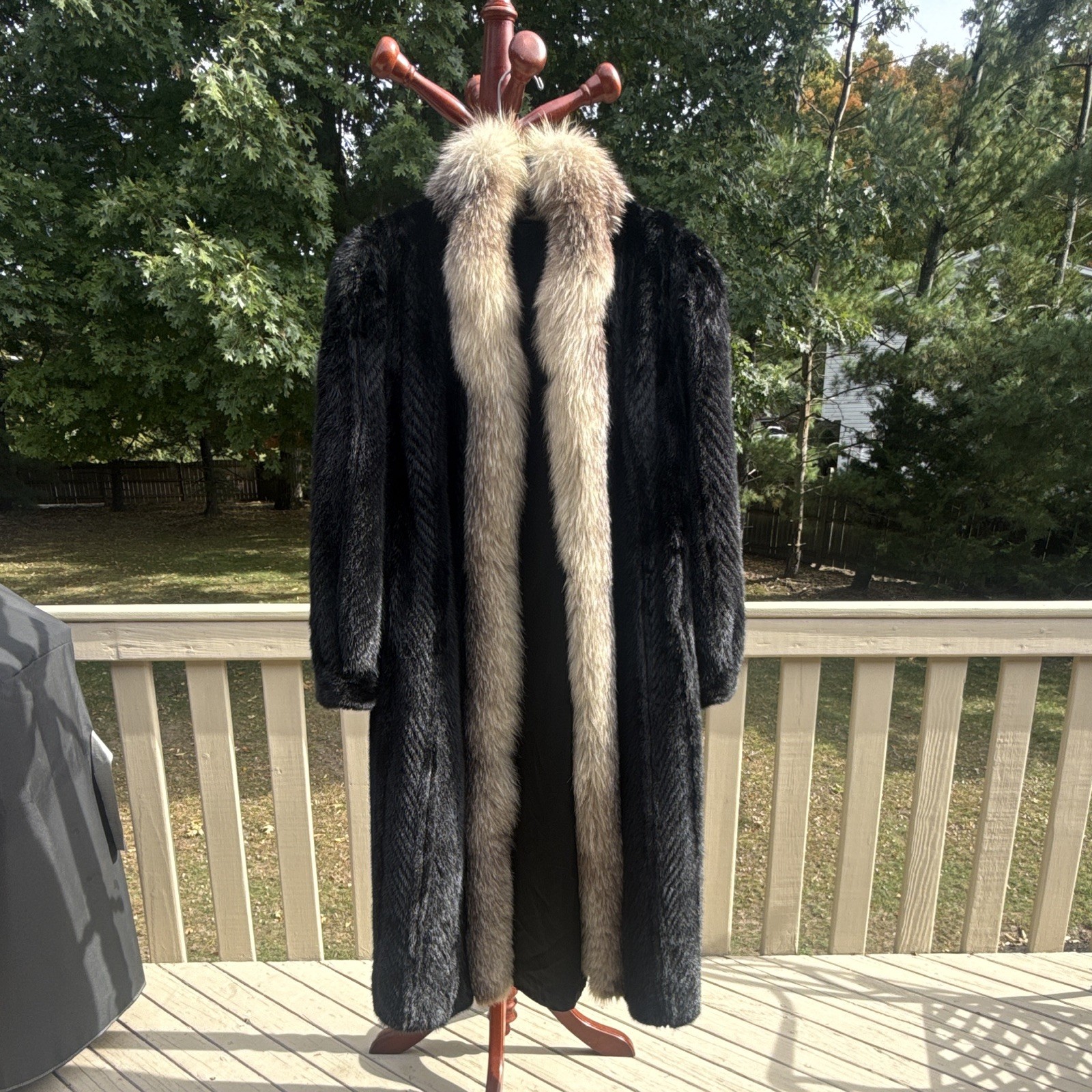 Vintage Ranch Mink Coat w/ Crystal Fox Tuxedo Trim