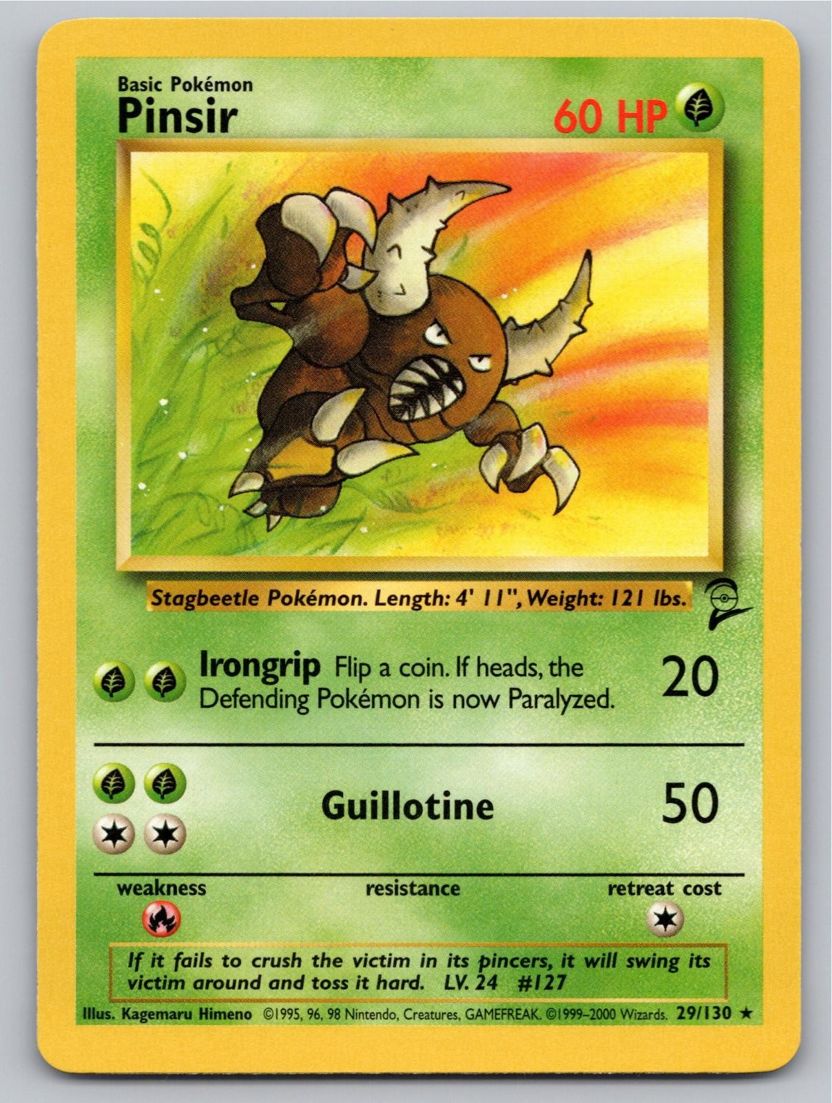 2000 POKEMON PINSIR BASE SET 2 29/130 R NM A90608 FREE S&H