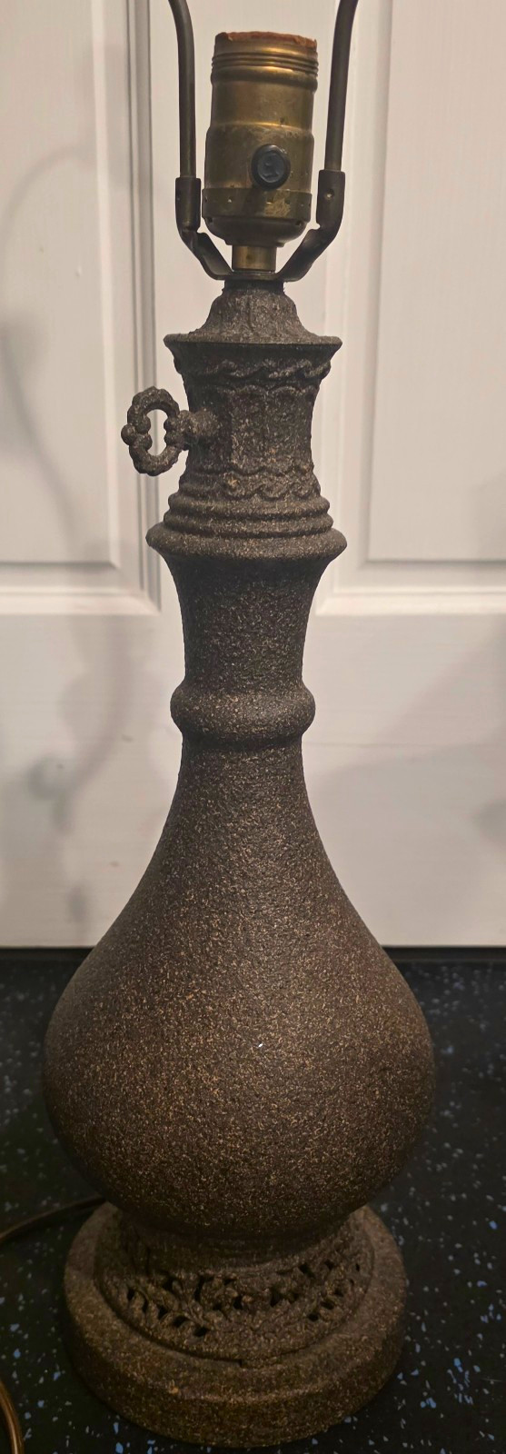 Vintage Brown Cast Metal Table Lamp Base Rotary Knob Control Corded MPN SCH-53