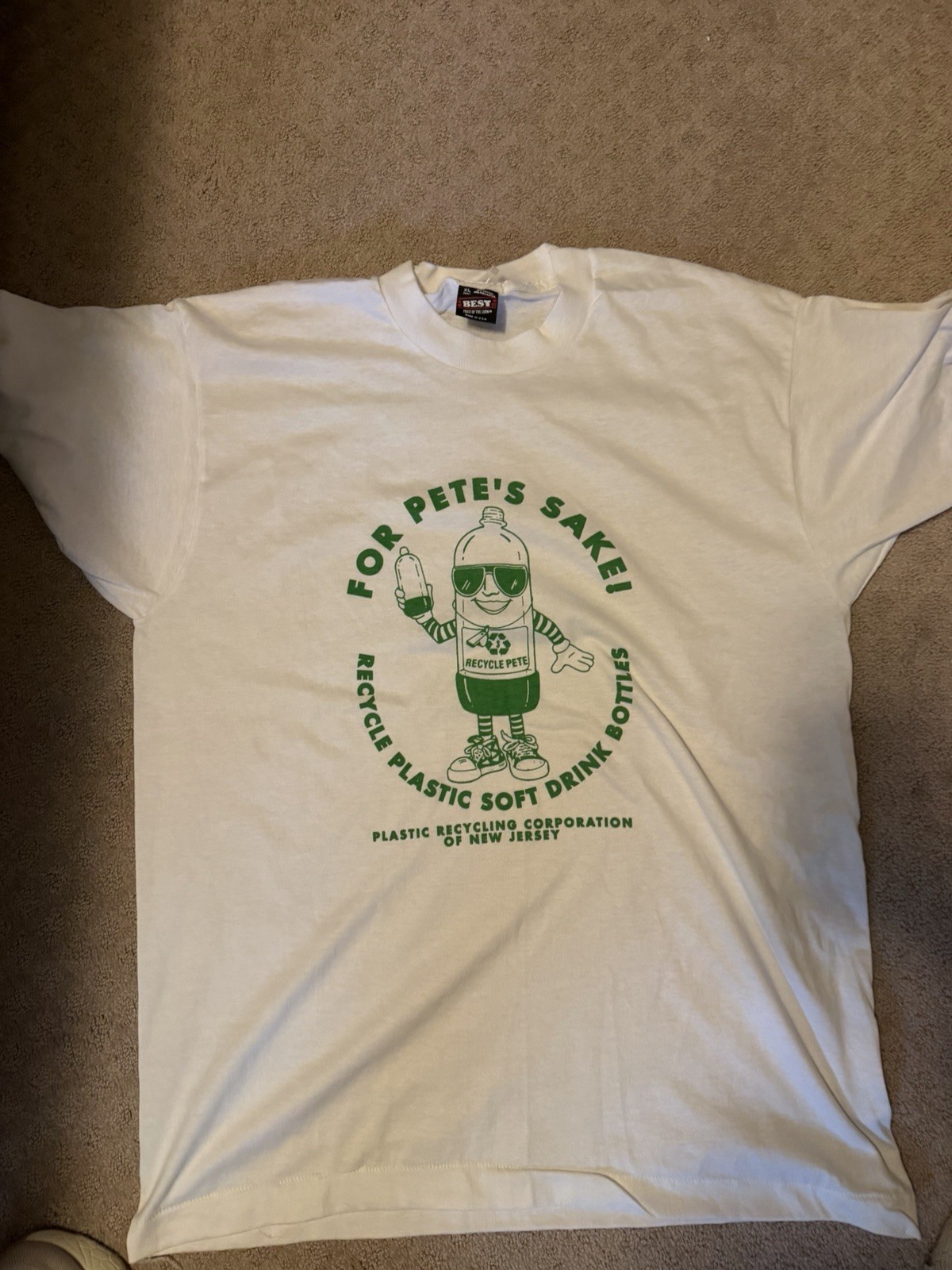 Vintage NOS 90s “For Pete’s Sake” Recycle 1990s Single Stitch XL T Shirt Vintage NOS 90s “For Pete’s Sake” Recycle 1990s Single Stitch XL T Shirt