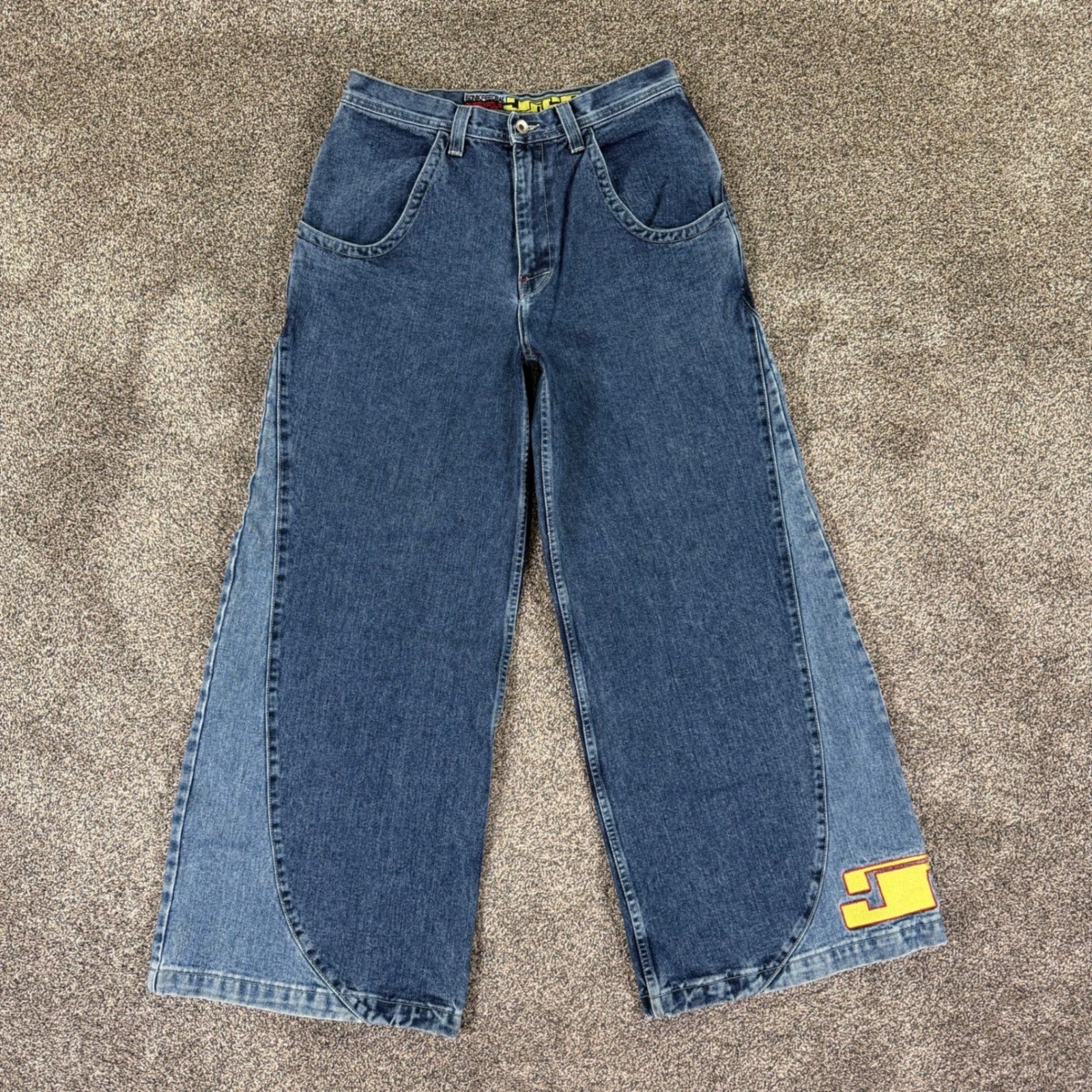 Vintage JNCO Sonik Feedbak Wide Leg Jeans Men 32x30 Two Tone Blue 90s Skater USA Vintage JNCO Sonik Feedbak Wide Leg Jeans Men 32x30 Two Tone Blue 90s Skater USA