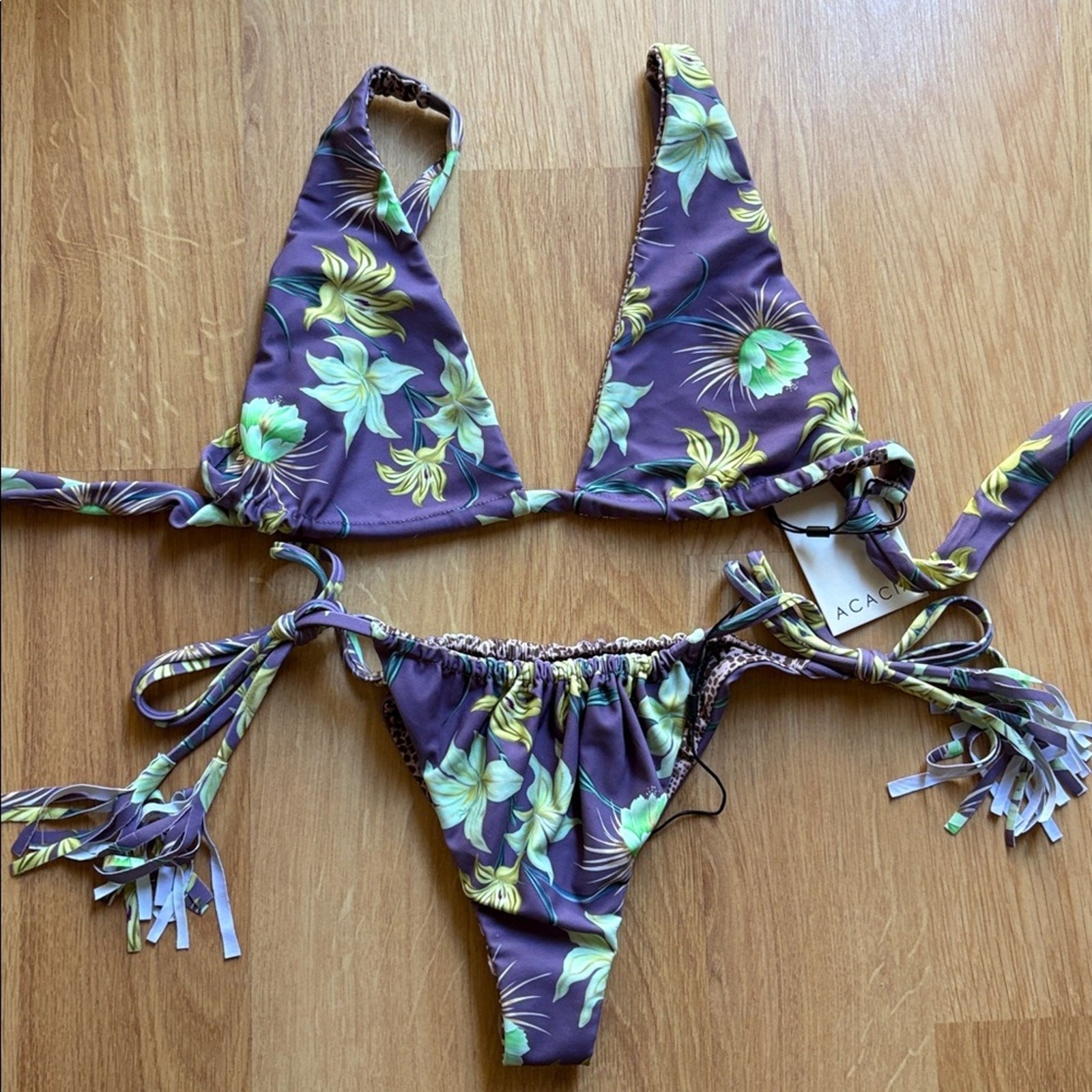 Acacia Floral Bikini Set NIA purple cannons top Taylor bottom M Acacia Floral Bikini Set NIA purple cannons top Taylor bottom M