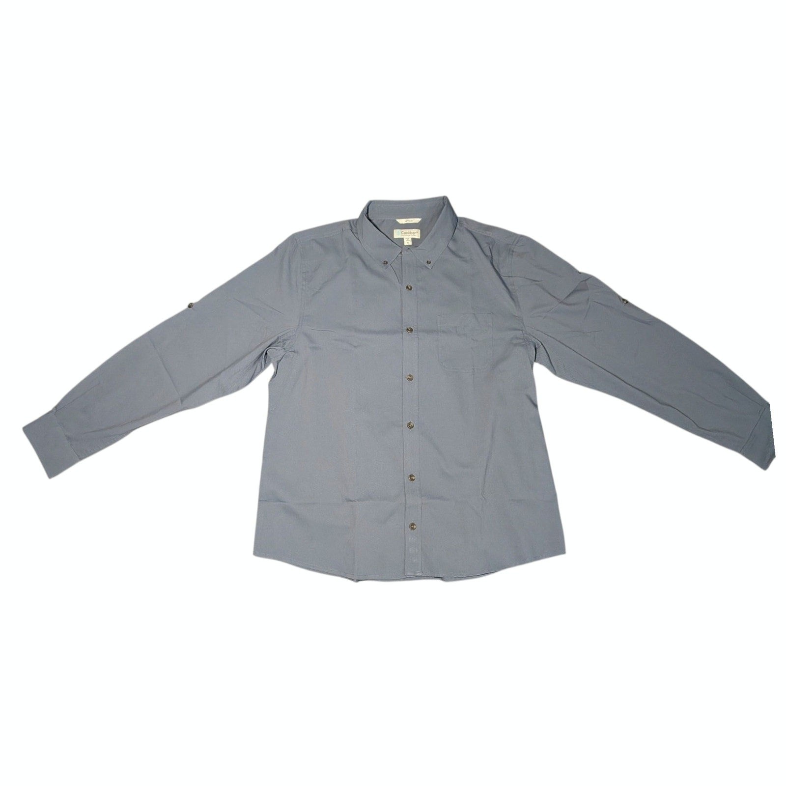 Coolibar Men\'s XL Long Sleeve Button Down Shirt UPF 50+ Sun Protection Blue Grey