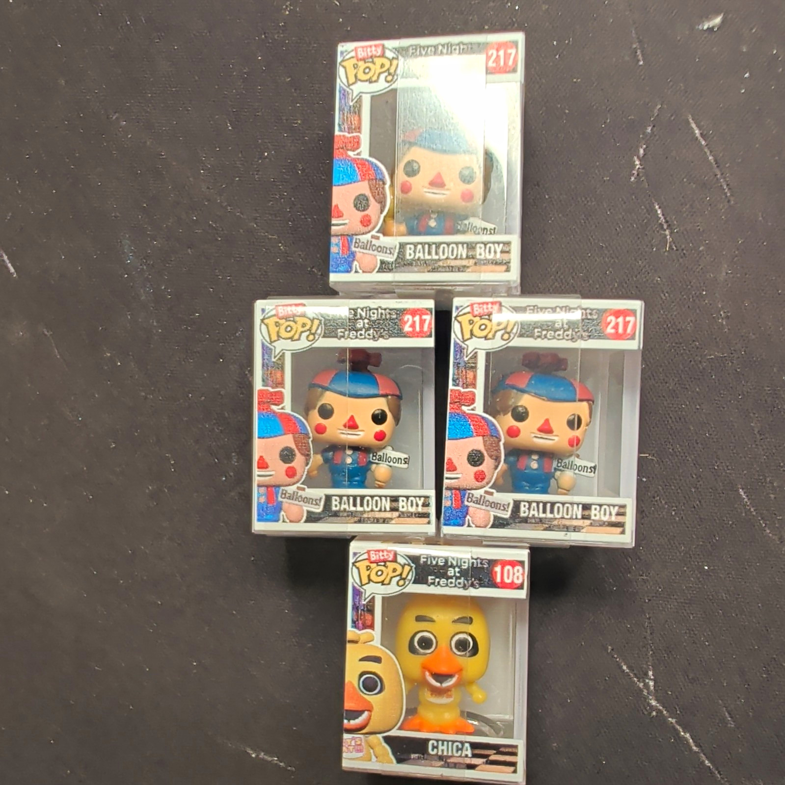 Funko Bitty Pop Five Nights at Freddy\'s Balloon Boy #217 Chica #108 Boxed (4) Funko Bitty Pop Five Nights at Freddy\'s Balloon Boy #217 Chica #108 Boxed (4)