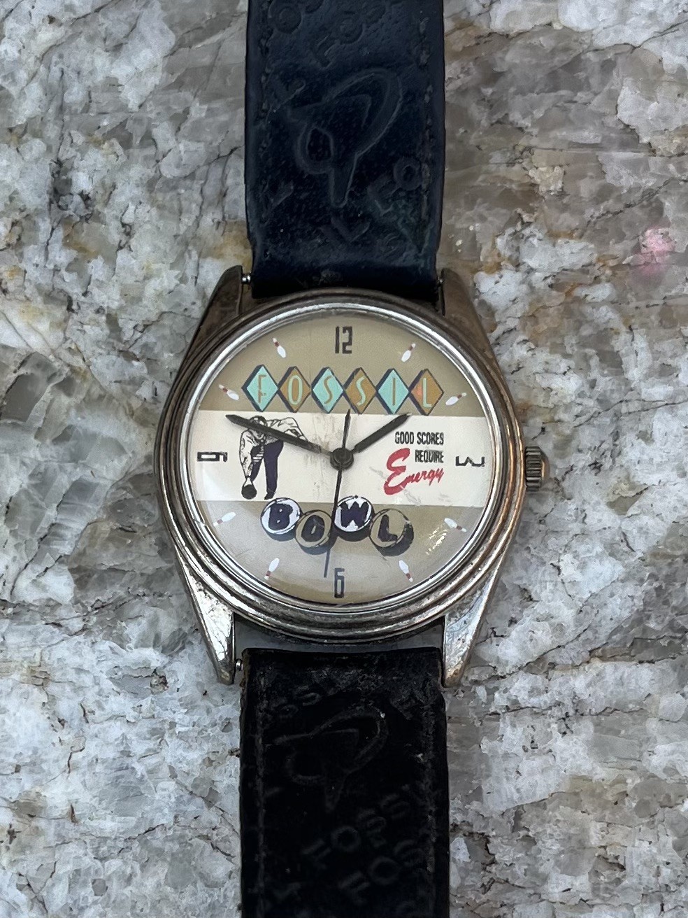 Fossil Bowlers Watch Vintage Collectible Leather Band New Battery