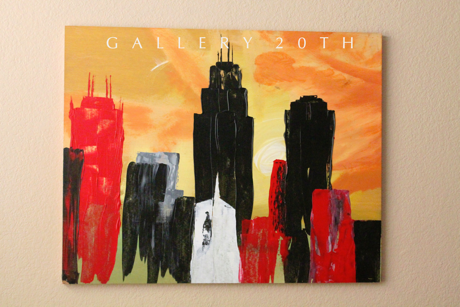 COOL CITYSCAPE ART MCM ABSTRACT ORIG OIL PAINTING VINTAGE MODERN MID CENTURY