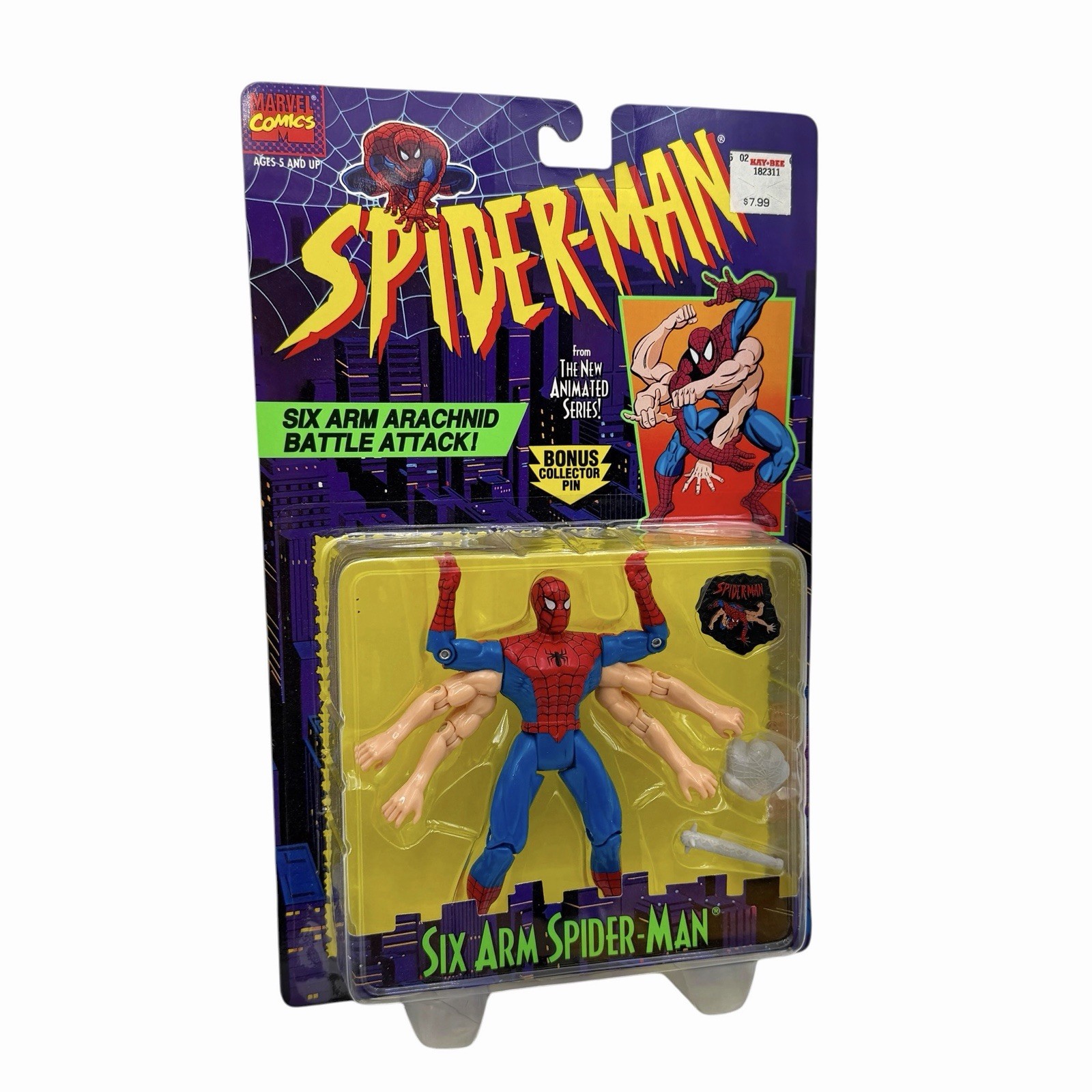 Vintage 1995 Toy Biz Spider Man Six Arm Arachnid Battle Attack Figure New Sealed Vintage 1995 Toy Biz Spider Man Six Arm Arachnid Battle Attack Figure New Sealed