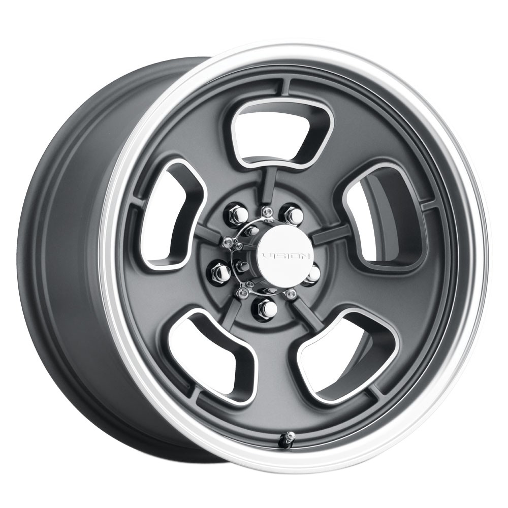 VISION 148 Shift 15X8 5X127 Offset -19 Satin Grey Machined Face/Lip (Qty of 1)