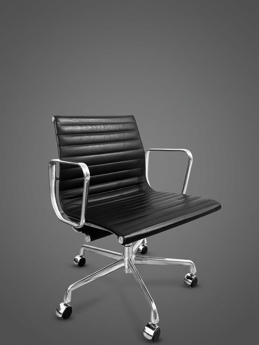 Authentic Herman Miller Eames Aluminum Group Chair EA117 – Black Leather Chrome Authentic Herman Miller Eames Aluminum Group Chair EA117 – Black Leather Chrome