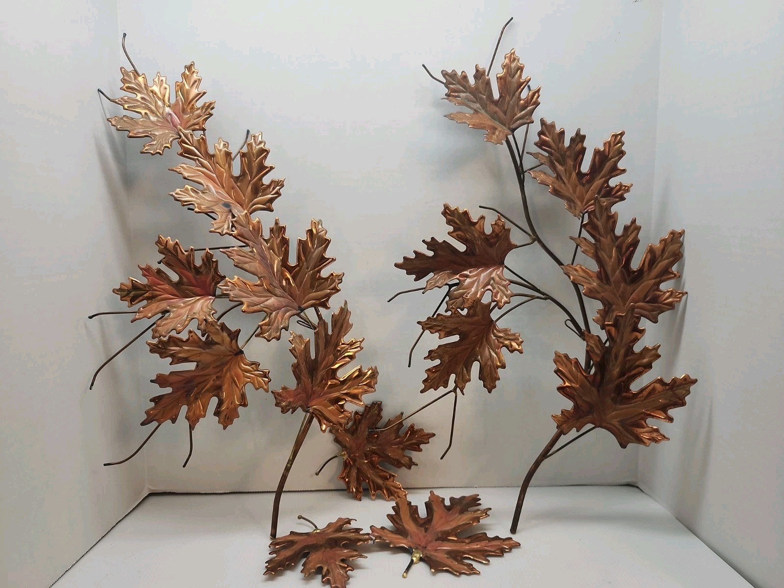 Vtg MCM Copper Home Interiors Maple Branch And Leaves Decor Set Vtg MCM Copper Home Interiors Maple Branch And Leaves Decor Set