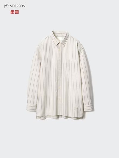 UNIQLO and JW ANDERSON Oxford Shirt Striped BEIGE/LIGHT BLUE Men 2025 AW