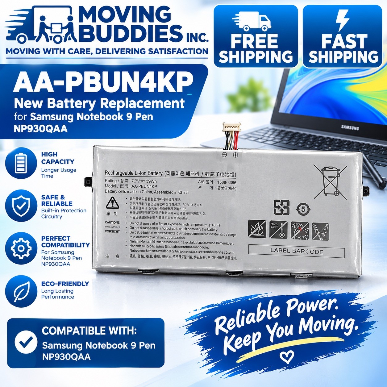 AA-PBUN4KP New Battery Replacement for Samsung Notebook 9 Pen NP930QAA NEW AA-PBUN4KP New Battery Replacement for Samsung Notebook 9 Pen NP930QAA NEW