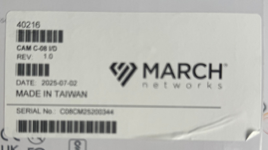 March Networks Camera CAM C-08 Indoor - 40216 March Networks Camera CAM C-08 Indoor - 40216