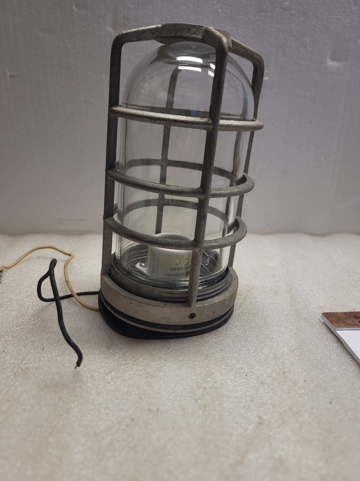 Vintage Stonco Industrial Explosion Proof Light Cage w/ clear Glass Globe NOS