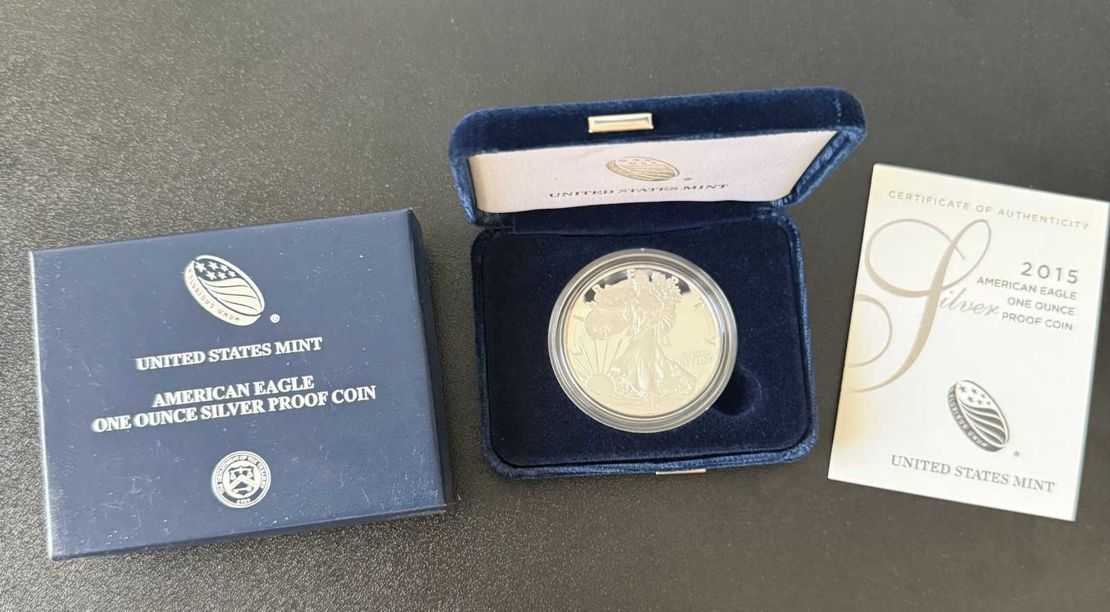 2015-W AMERICAN EAGLE ONE OUNCE SILVER PROOF COIN w COA & ORIGINAL BOX**