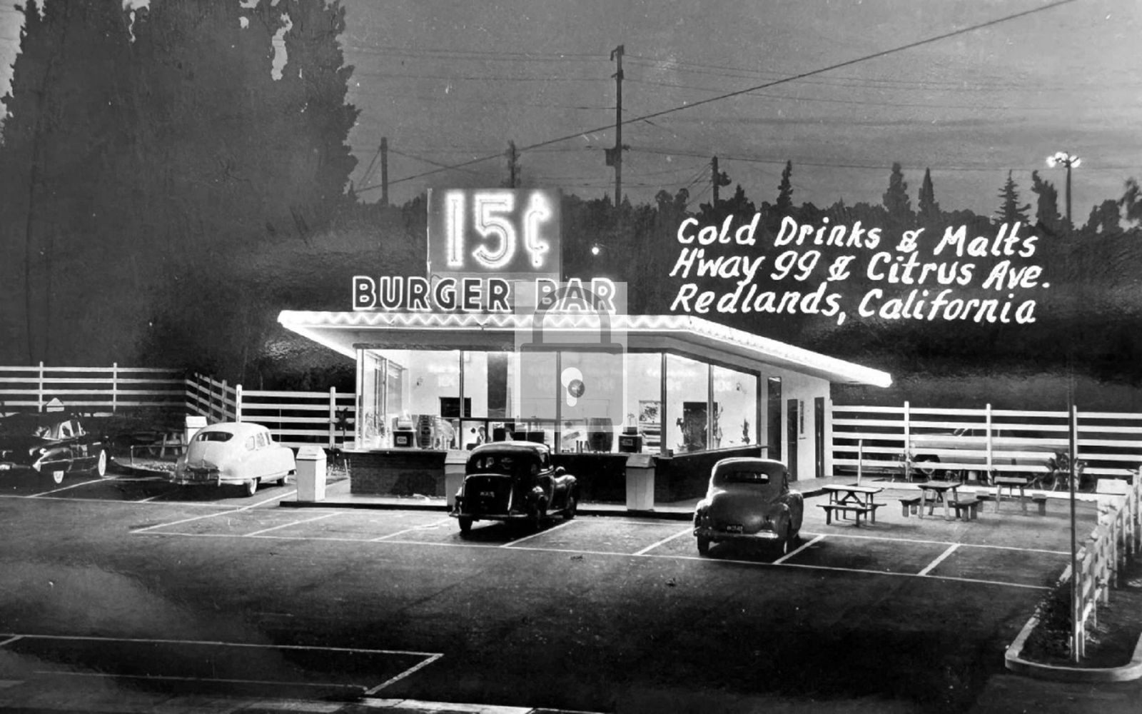 15 Cent Burger Bar Stand Redlands California CA - Reprint