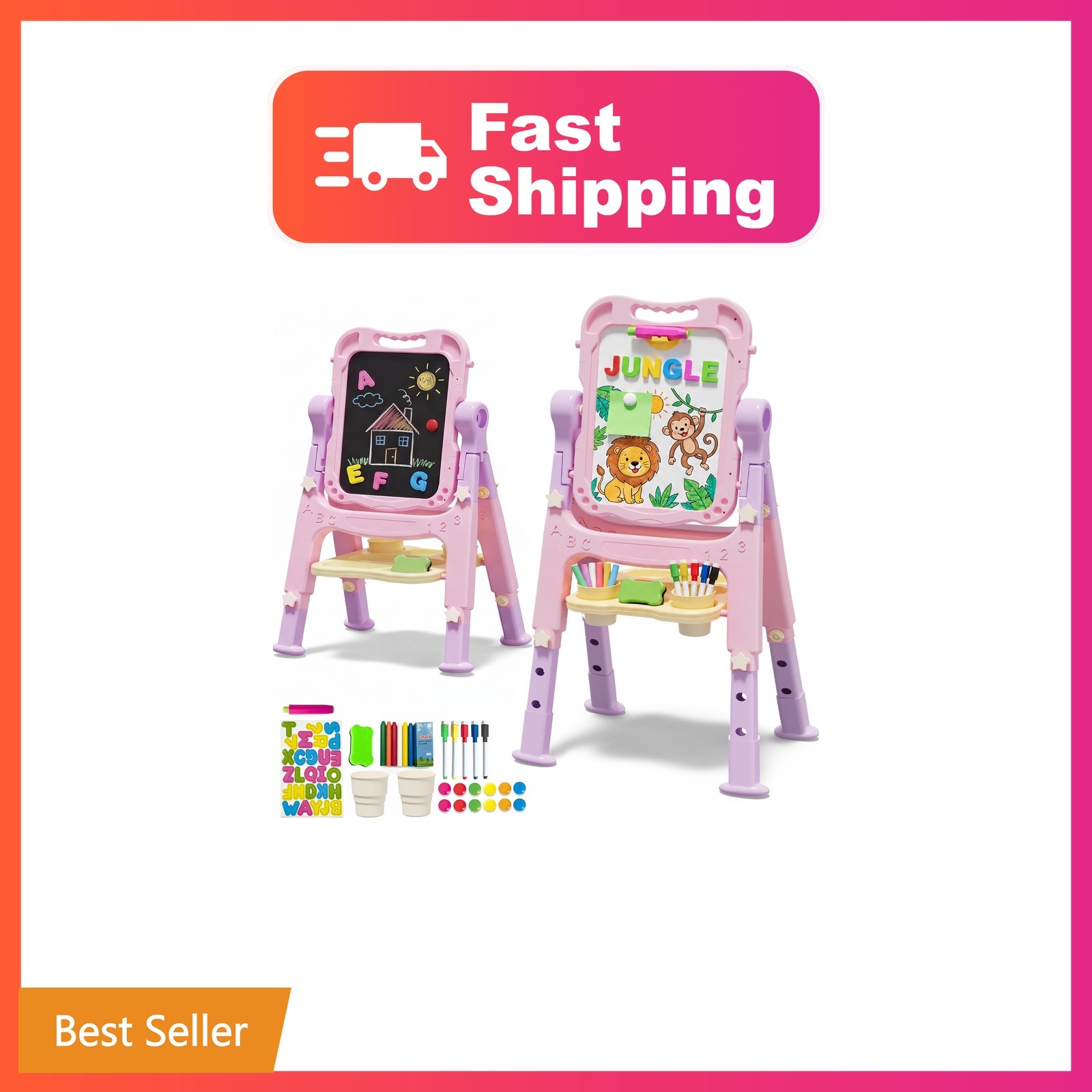 KiddoCood 3-Level Height Adjustable Toddler Art Easel for Kids, 35.2\ KiddoCood 3-Level Height Adjustable Toddler Art Easel for Kids, 35.2\