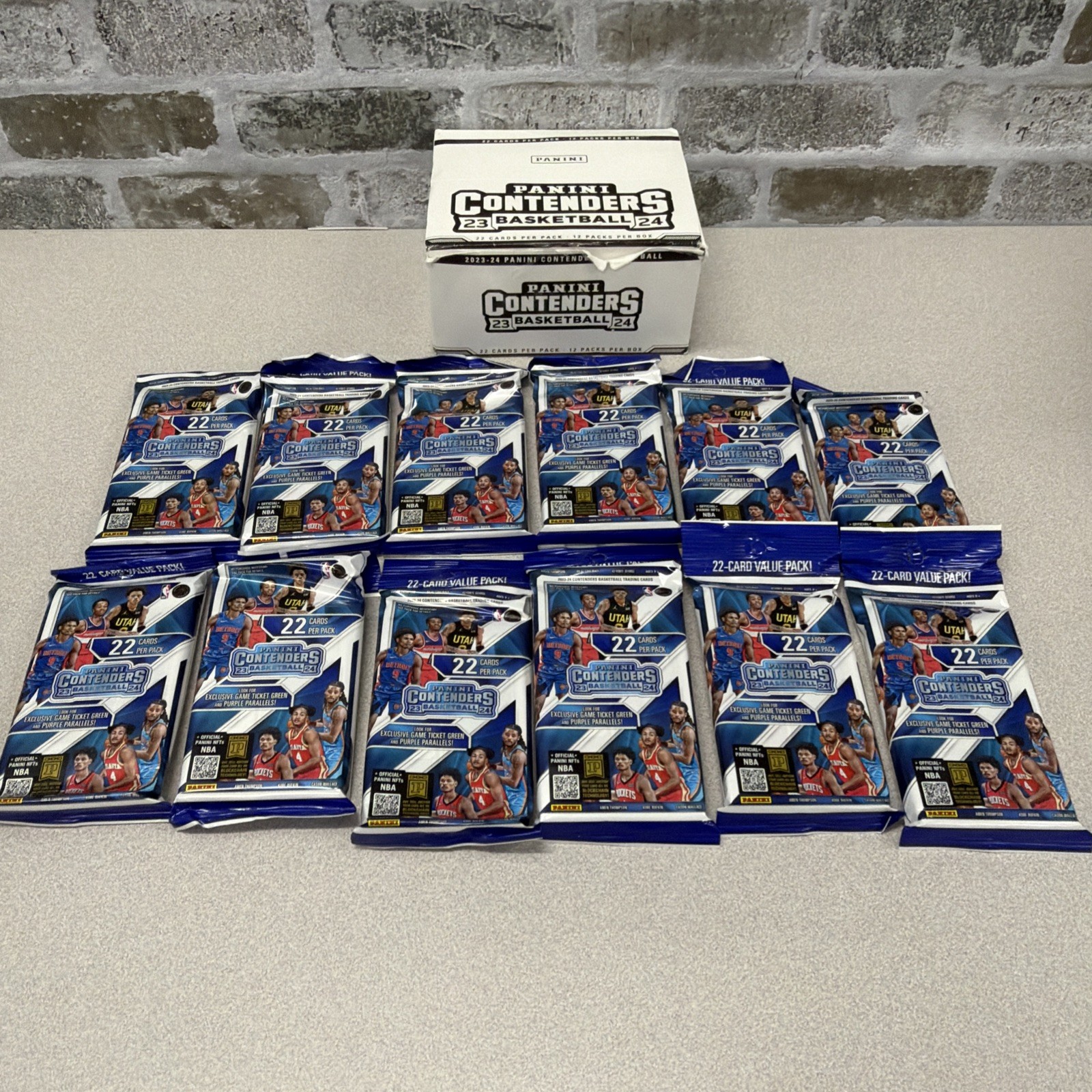 2023-24 Panini NBA Contenders Basketball Value Cello Box 12 Factory Sealed Packs