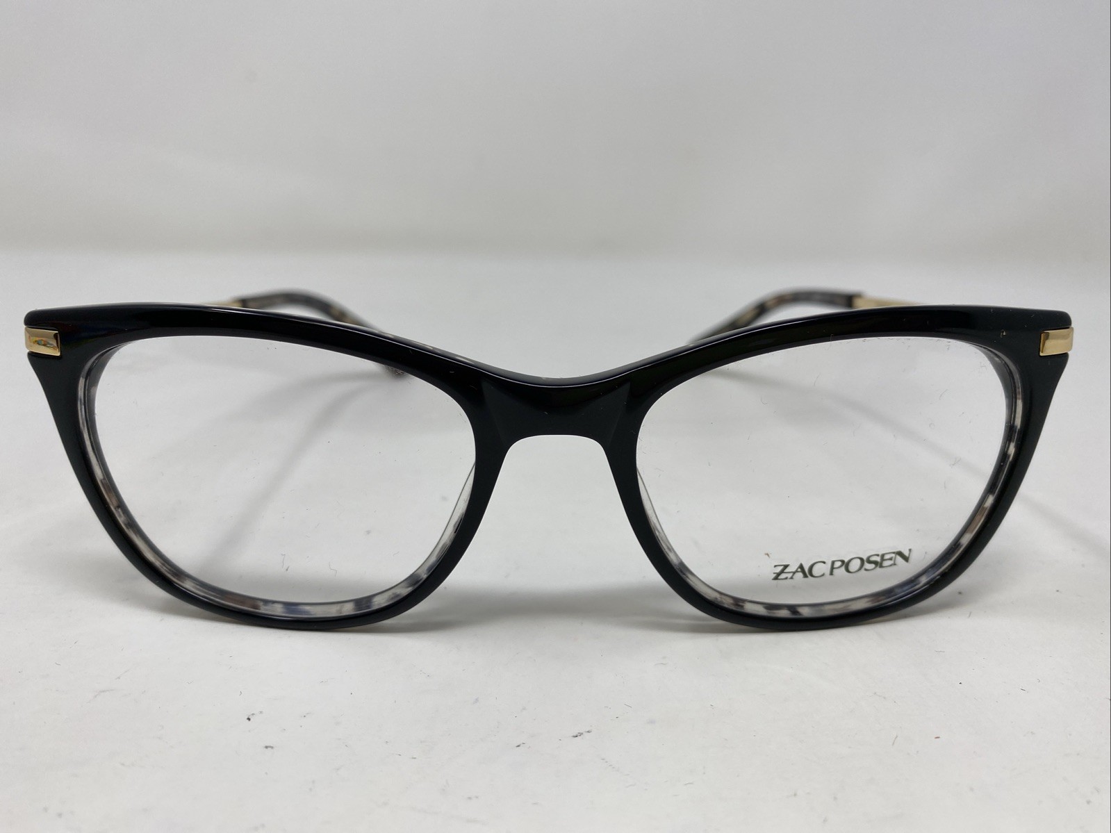 Zac Posen Gladys BK 52-19-145 Black Marble/Gold Full Rim Eyeglasses Frame TP36