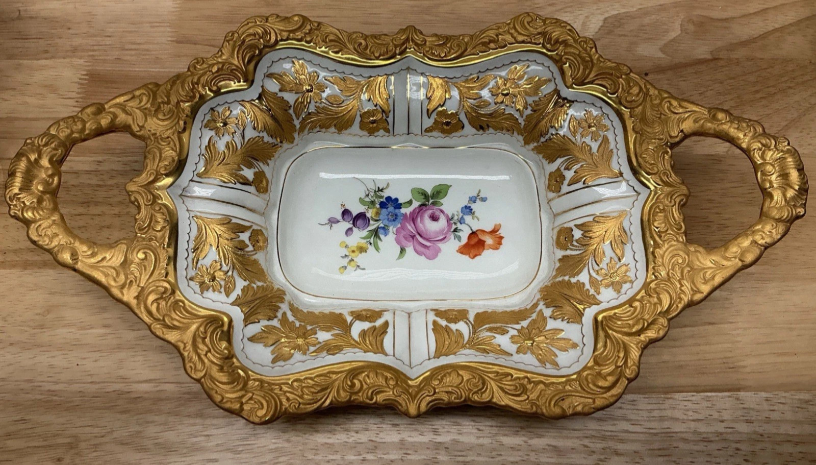 Vintage Meissen Gold Gilded Charger, Crossed Swords mark - dated 1934?