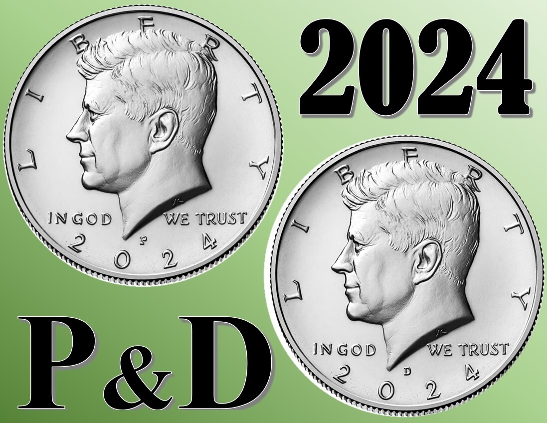 2024 P D Kennedy JFK Half Dollars -TWO (2) COINS SET - 50 cents 2024 P D Kennedy JFK Half Dollars -TWO (2) COINS SET - 50 cents