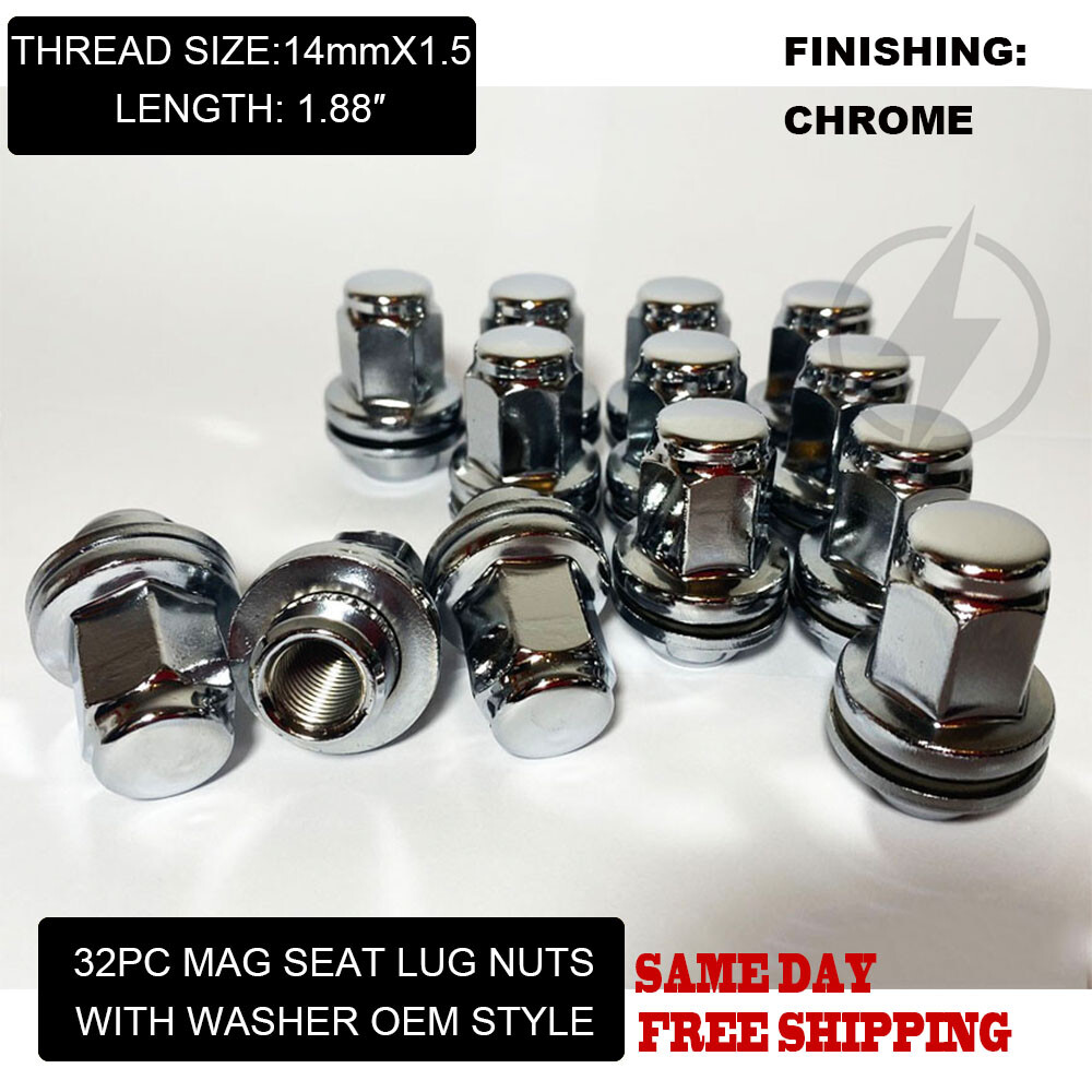 32PCS CHROME 14X1.5 NISSA FACTORY OEM MAG SEAT LUG NUTS FIT NV CARGO/TITAN XD