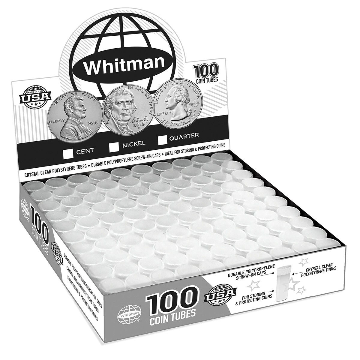 Whitman® Round Coin Tubes – Quarters - 100 Count Whitman® Round Coin Tubes – Quarters - 100 Count