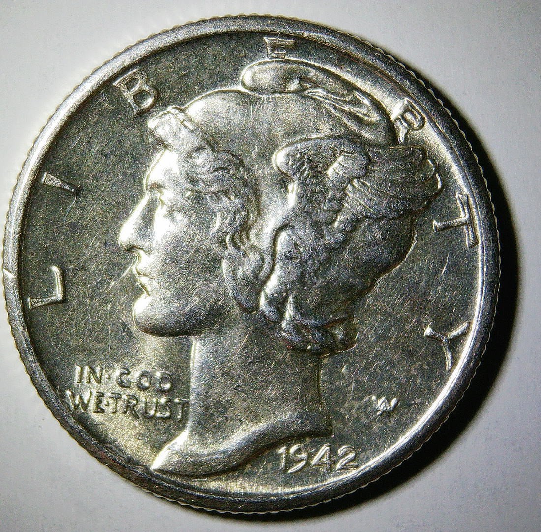 1942 D Mercury Dime Brilliant Uncirculated BU Coin