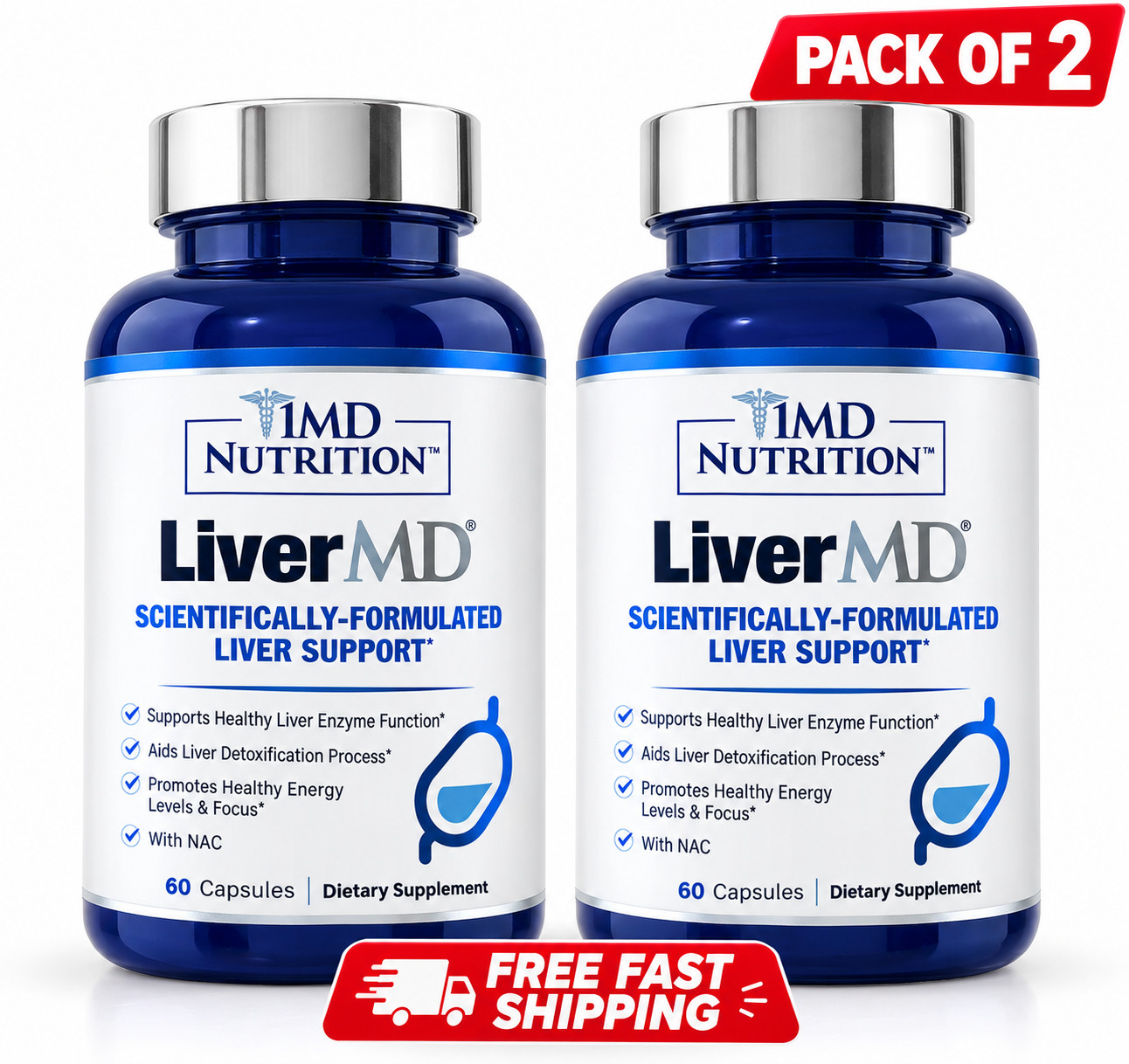 2 Packs 1MD Nutrition LiverMD - Liver Support Supplement New | Exp 11/2027