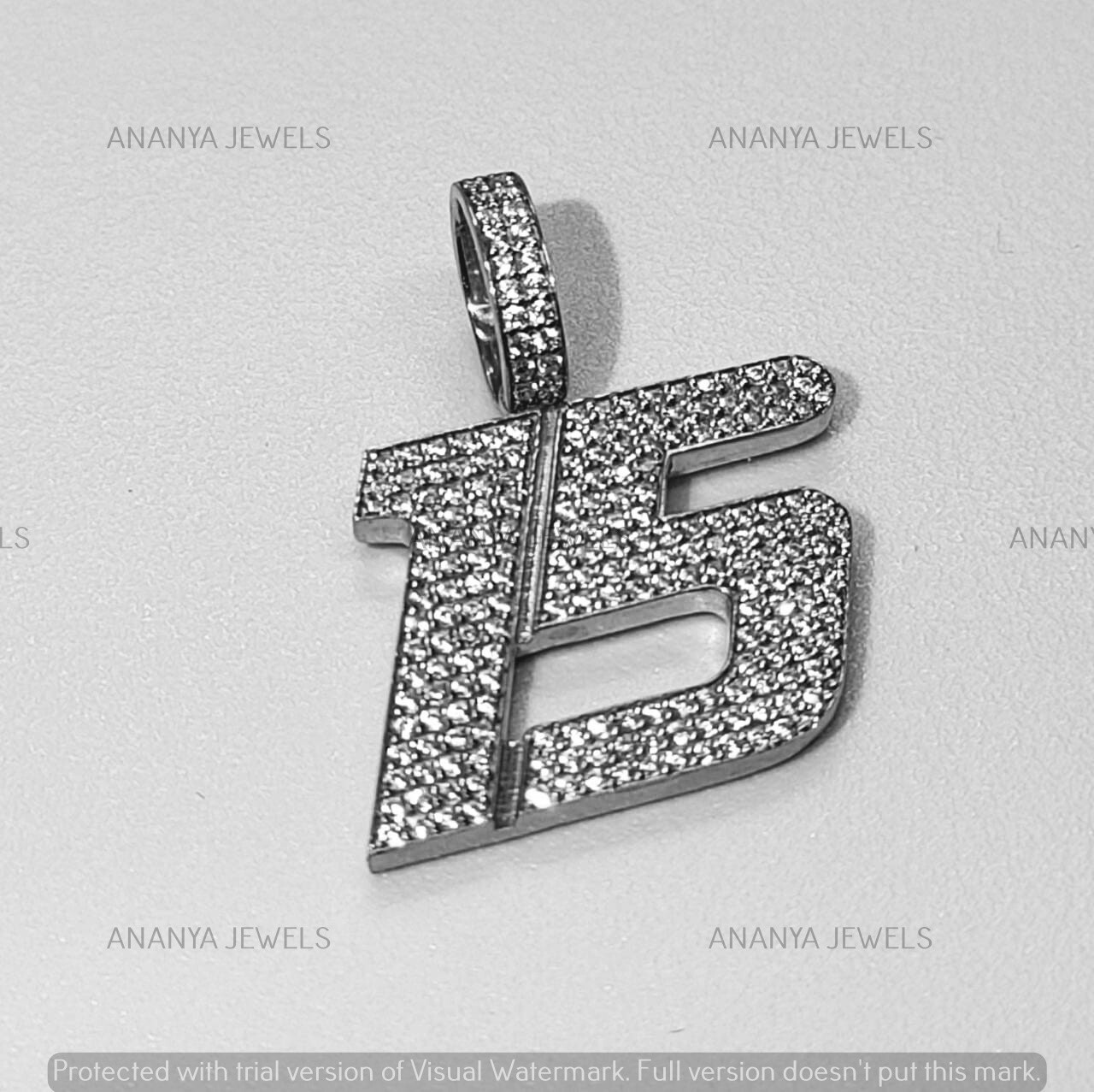 925 Sterling Silver 0.75 CT Lab-Created Diamond Custom Lucky 15 Number Pendant
