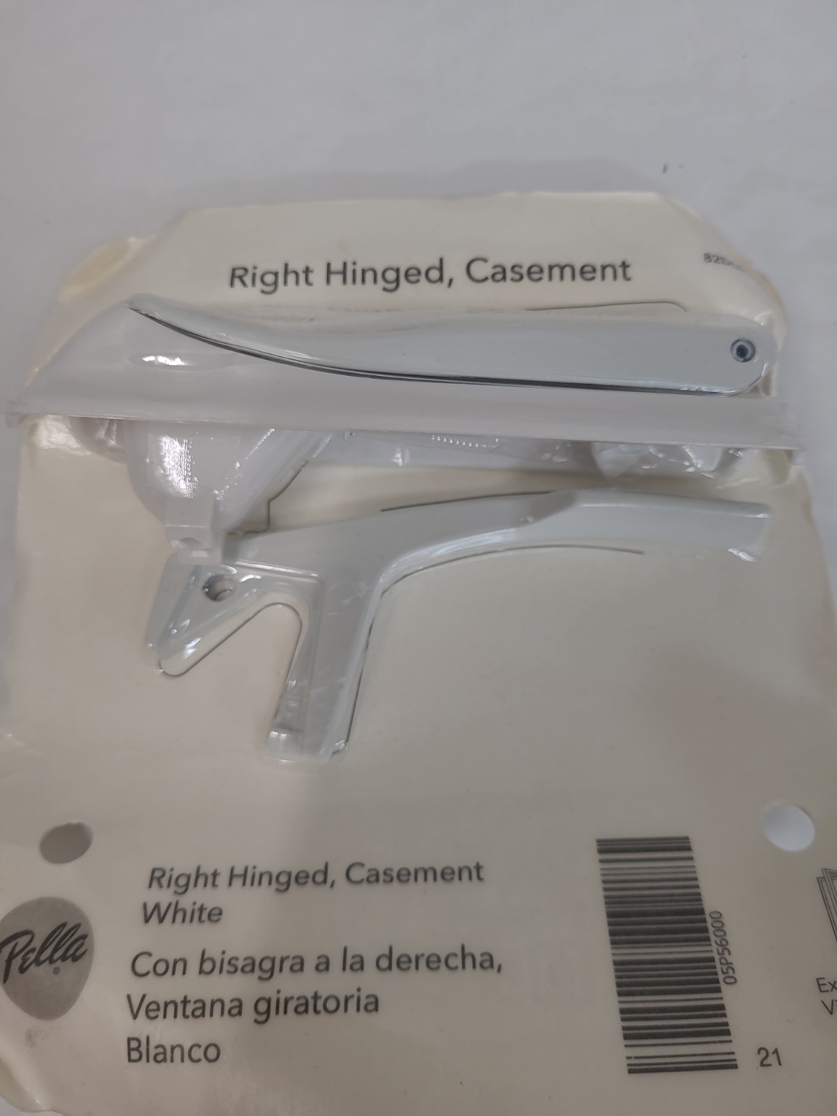 PELLA RIGHT HINGE WHITE CASEMENT HARDWARE WITH LOCK LEVER 