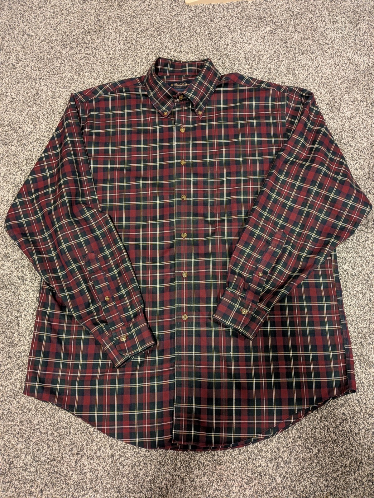 Brooks Brothers Red Tartan Cotton Button Down Long Sleeve Shirt Size Large